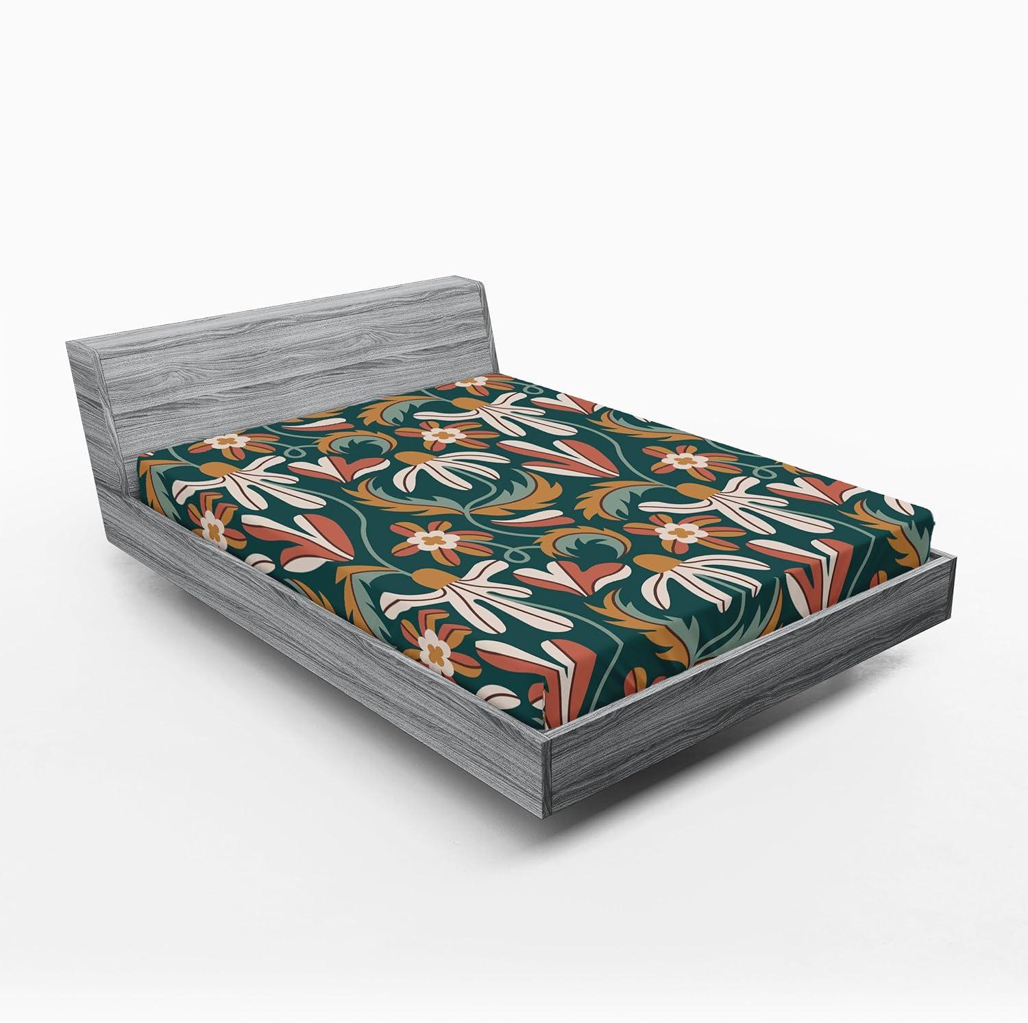 imageAmbesonne Floral Fitted Sheet Valentines Day Romantic Concept Watercolor Hydrangeas Roses Birds Decorative Soft Bedding AllRound Elastic Pocket California King Soft Pink Pistachio GreenPale Rust Grey Teal and Amber