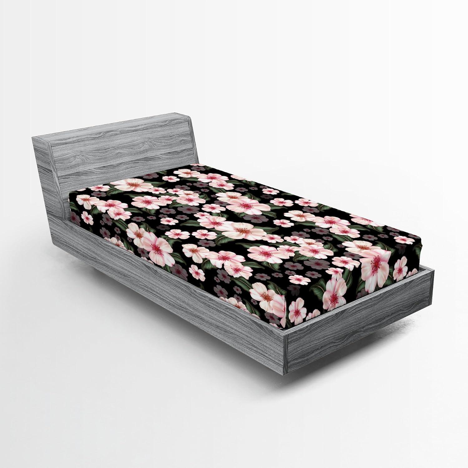 imageAmbesonne Floral Fitted Sheet Valentines Day Romantic Concept Watercolor Hydrangeas Roses Birds Decorative Soft Bedding AllRound Elastic Pocket California King Soft Pink Pistachio GreenBlush Reseda Green