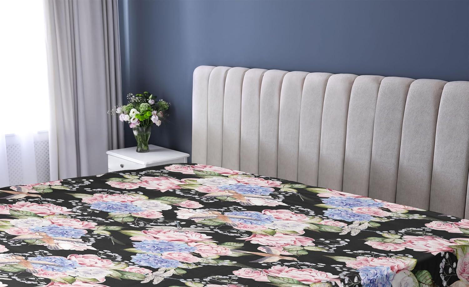 imageAmbesonne Floral Fitted Sheet Valentines Day Romantic Concept Watercolor Hydrangeas Roses Birds Decorative Soft Bedding AllRound Elastic Pocket California King Soft Pink Pistachio GreenSoft Pink Pistachio Green