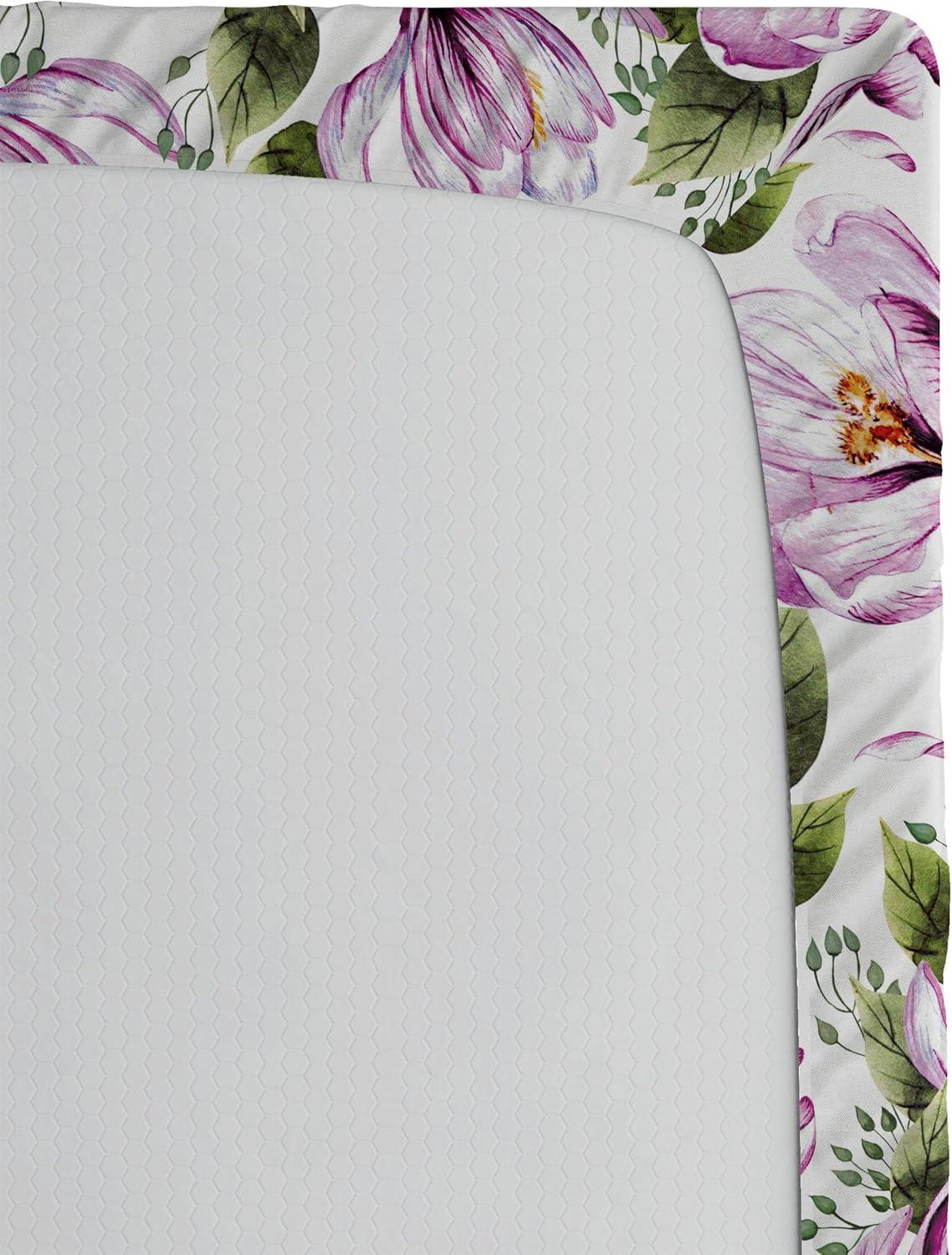 imageAmbesonne Floral Fitted Sheet Valentines Day Romantic Concept Watercolor Hydrangeas Roses Birds Decorative Soft Bedding AllRound Elastic Pocket California King Soft Pink Pistachio GreenPale Fuchsia Reseda Green