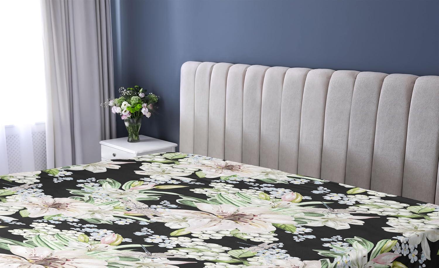 imageAmbesonne Floral Fitted Sheet Valentines Day Romantic Concept Watercolor Hydrangeas Roses Birds Decorative Soft Bedding AllRound Elastic Pocket California King Soft Pink Pistachio GreenLaurel Green Black White