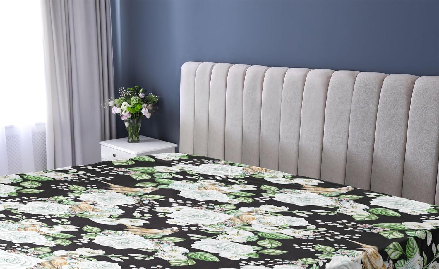 imageAmbesonne Floral Fitted Sheet Valentines Day Romantic Concept Watercolor Hydrangeas Roses Birds Decorative Soft Bedding AllRound Elastic Pocket California King Soft Pink Pistachio GreenSea Green Pastel Brown