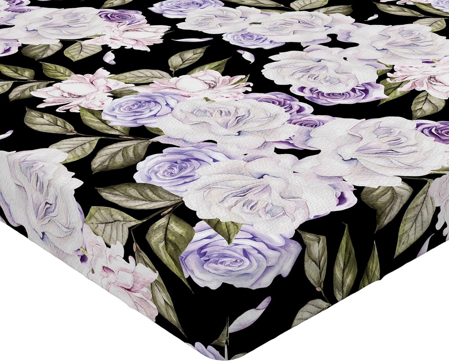 imageAmbesonne Floral Fitted Sheet Valentines Day Romantic Concept Watercolor Hydrangeas Roses Birds Decorative Soft Bedding AllRound Elastic Pocket California King Soft Pink Pistachio GreenLavender Blue Green