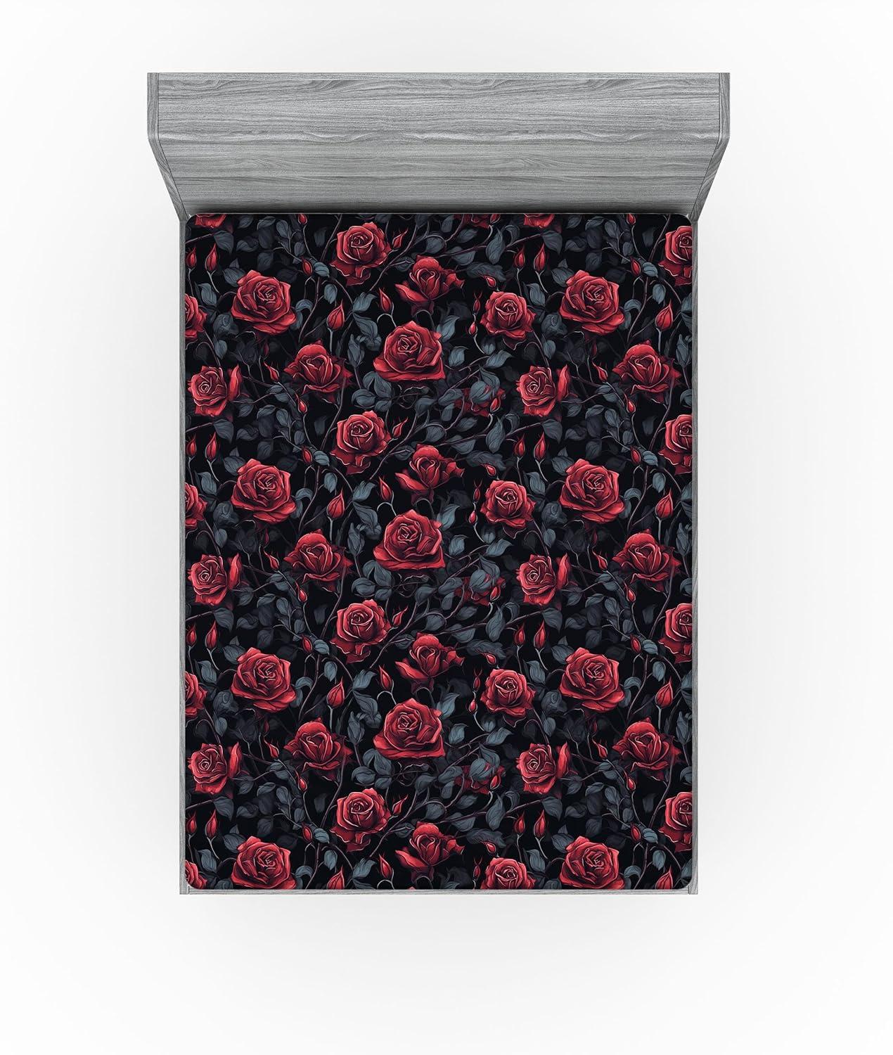 imageAmbesonne Floral Fitted Sheet Valentines Day Romantic Concept Watercolor Hydrangeas Roses Birds Decorative Soft Bedding AllRound Elastic Pocket California King Soft Pink Pistachio GreenRed Blue Grey Dark Grey