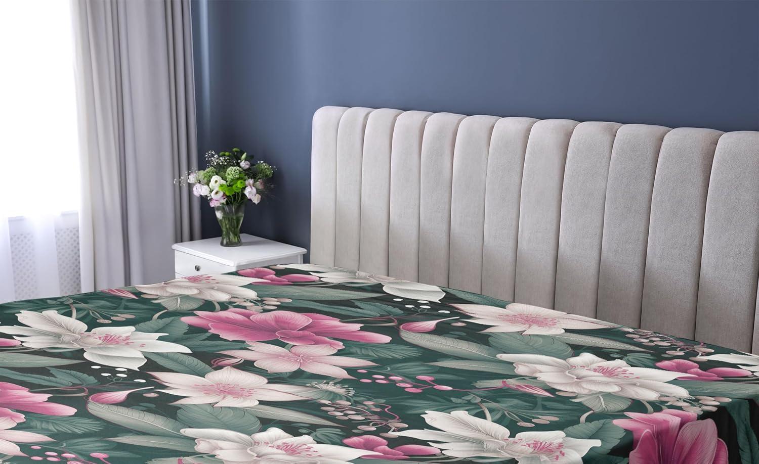 imageAmbesonne Floral Fitted Sheet Valentines Day Romantic Concept Watercolor Hydrangeas Roses Birds Decorative Soft Bedding AllRound Elastic Pocket California King Soft Pink Pistachio GreenPink Laurel Green White