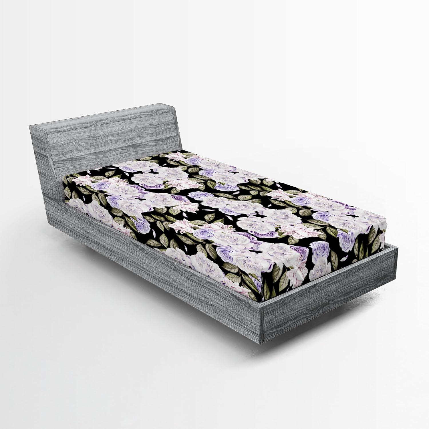 imageAmbesonne Floral Fitted Sheet Valentines Day Romantic Concept Watercolor Hydrangeas Roses Birds Decorative Soft Bedding AllRound Elastic Pocket California King Soft Pink Pistachio GreenLavender Blue Green