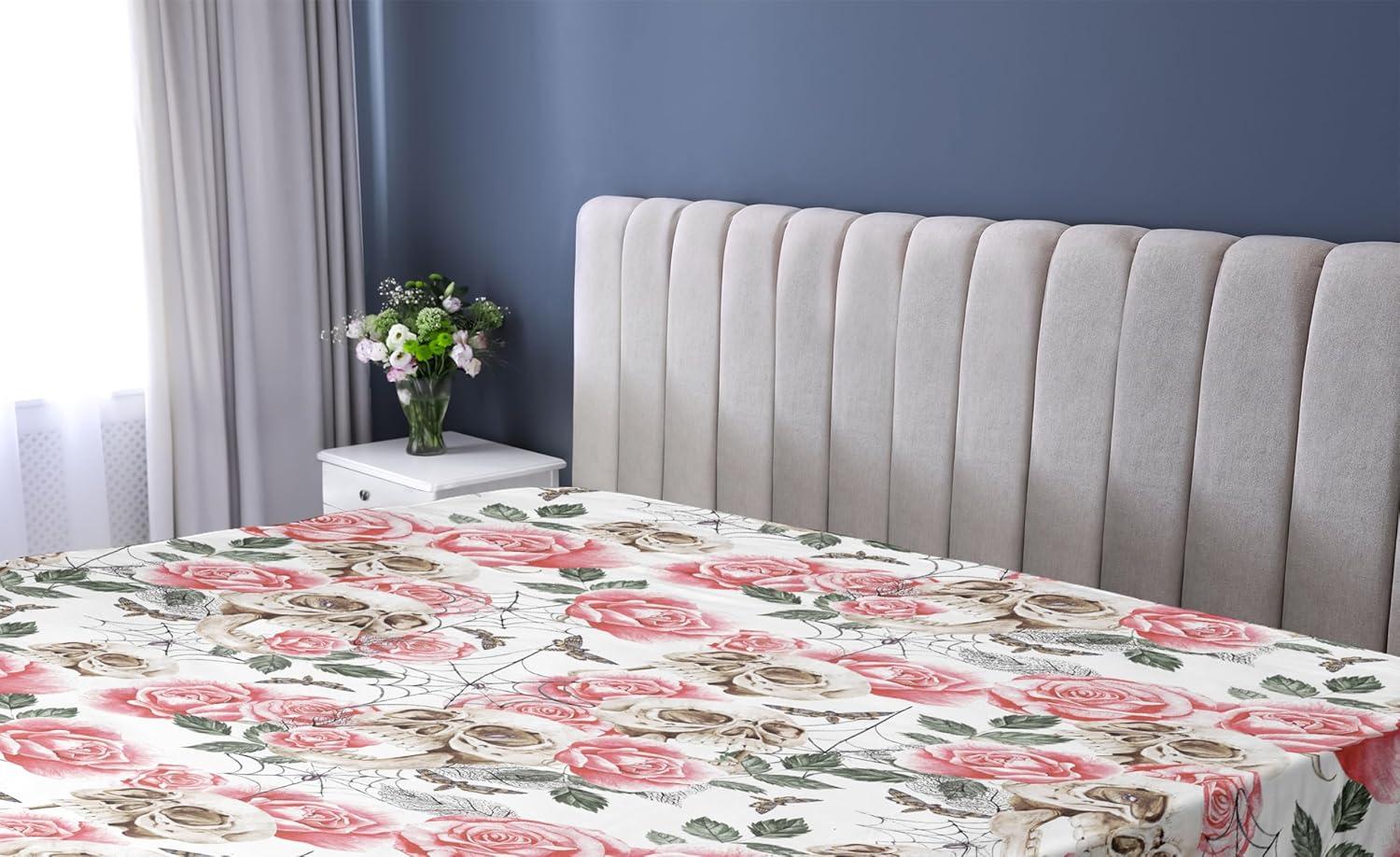 imageAmbesonne Floral Fitted Sheet Valentines Day Romantic Concept Watercolor Hydrangeas Roses Birds Decorative Soft Bedding AllRound Elastic Pocket California King Soft Pink Pistachio GreenPastel Pink and Laurel Green
