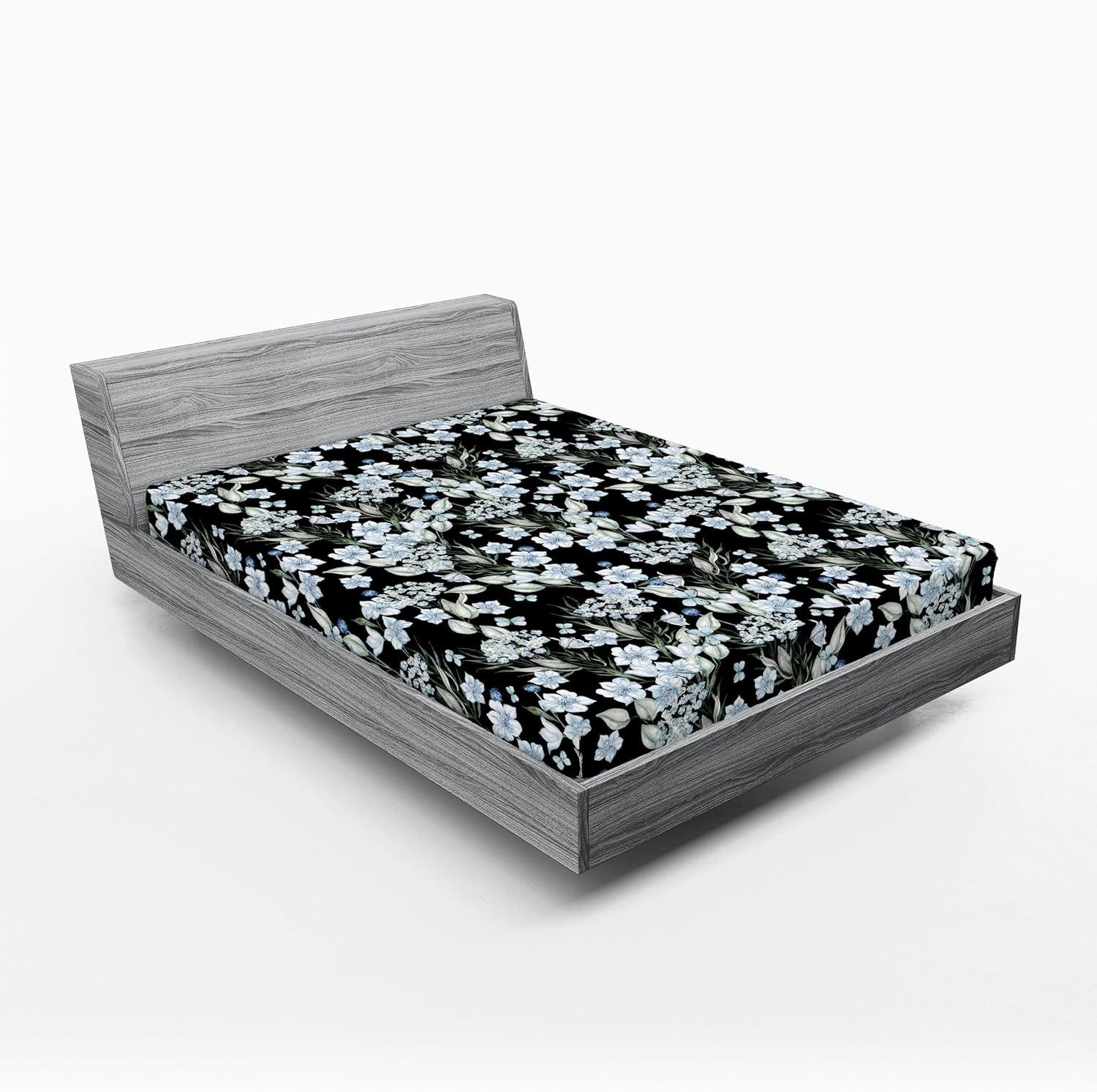 imageAmbesonne Floral Fitted Sheet Valentines Day Romantic Concept Watercolor Hydrangeas Roses Birds Decorative Soft Bedding AllRound Elastic Pocket California King Soft Pink Pistachio GreenPale Green and Soft Blue