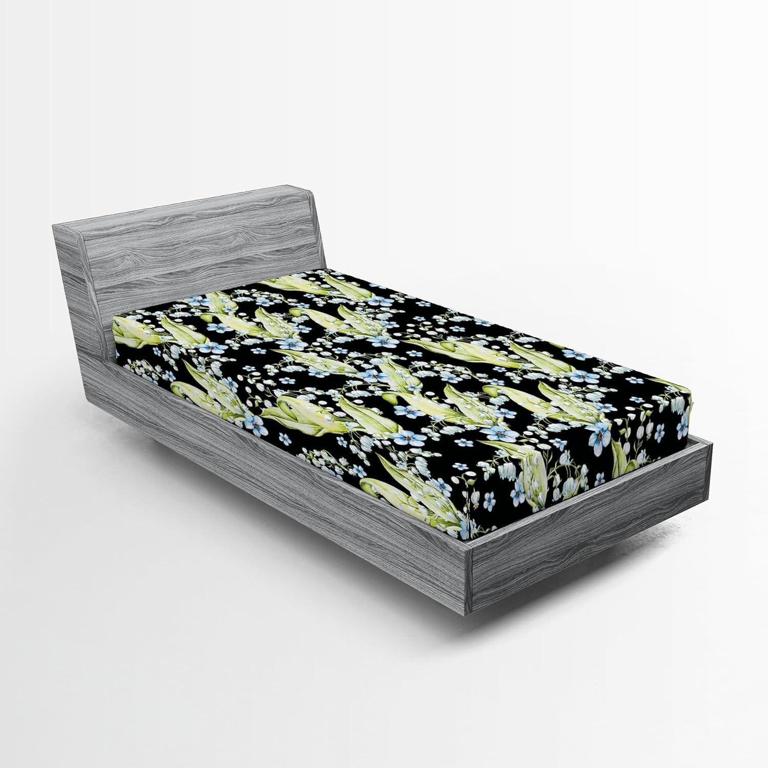 imageAmbesonne Floral Fitted Sheet Valentines Day Romantic Concept Watercolor Hydrangeas Roses Birds Decorative Soft Bedding AllRound Elastic Pocket California King Soft Pink Pistachio GreenPastel Green and Pale Blue