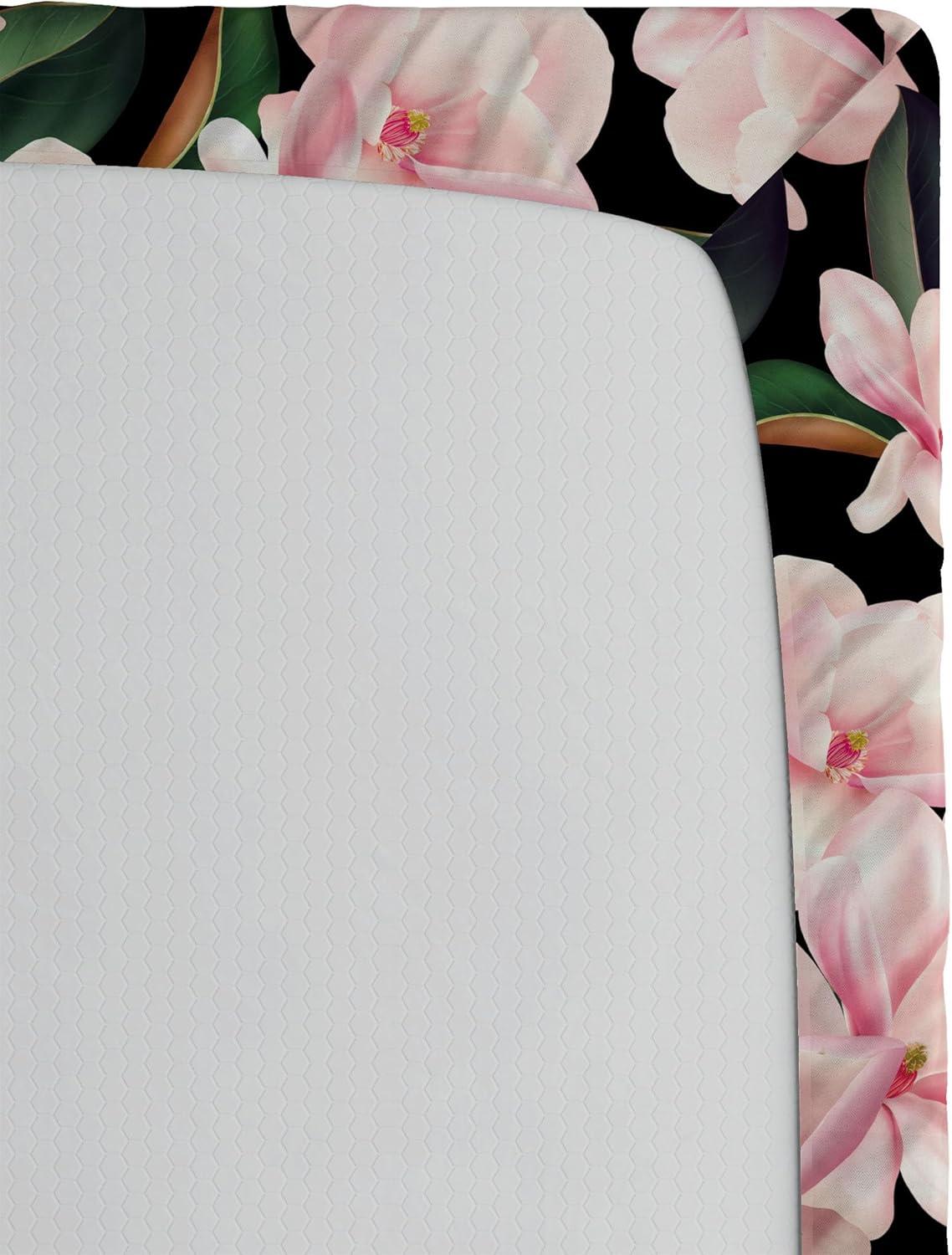 imageAmbesonne Floral Fitted Sheet Valentines Day Romantic Concept Watercolor Hydrangeas Roses Birds Decorative Soft Bedding AllRound Elastic Pocket California King Soft Pink Pistachio GreenJade Green and Pastel Pink