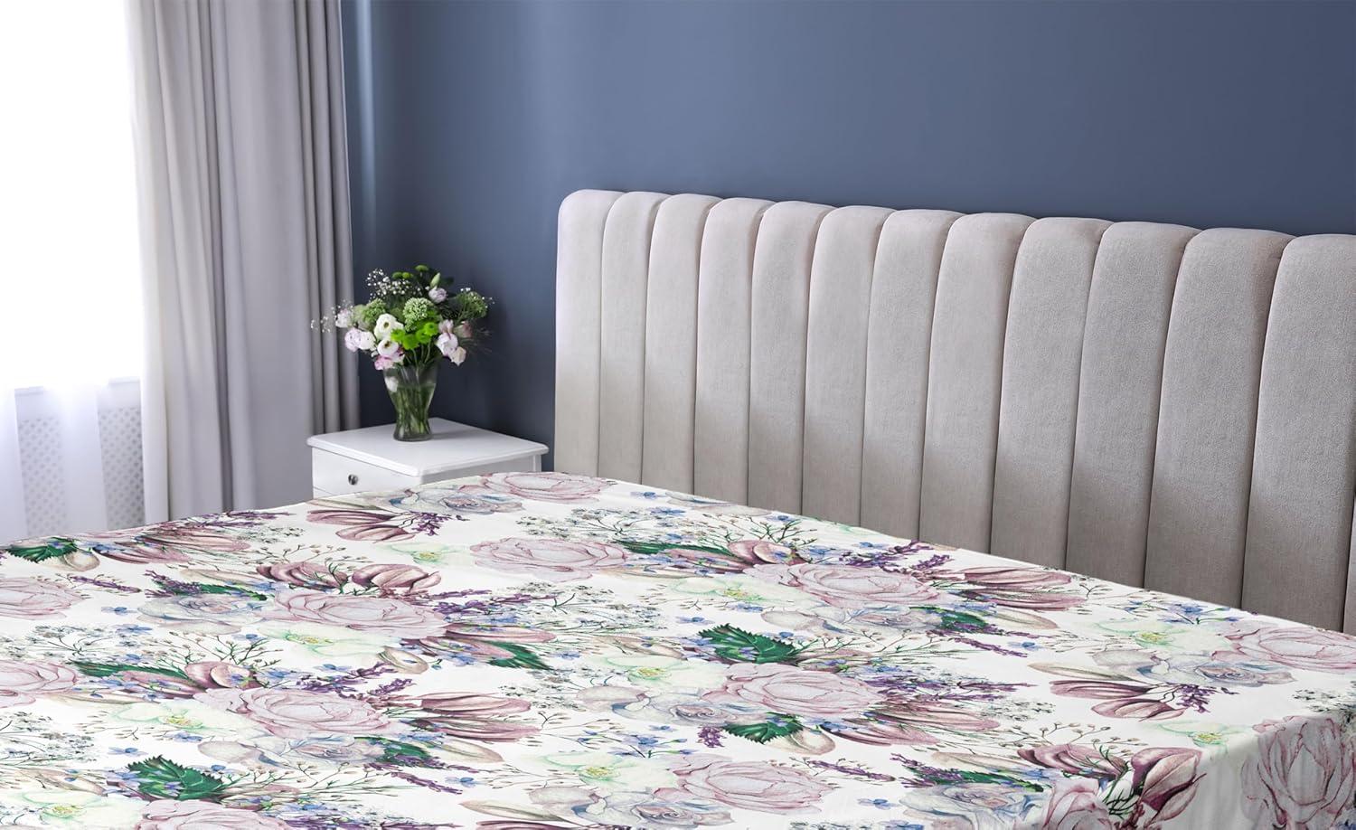 imageAmbesonne Floral Fitted Sheet Valentines Day Romantic Concept Watercolor Hydrangeas Roses Birds Decorative Soft Bedding AllRound Elastic Pocket California King Soft Pink Pistachio GreenPale Mauve White and Green