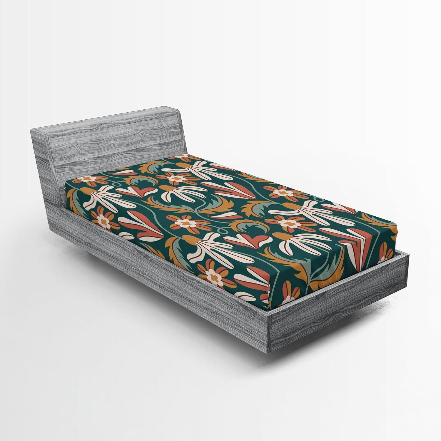 imageAmbesonne Floral Fitted Sheet Valentines Day Romantic Concept Watercolor Hydrangeas Roses Birds Decorative Soft Bedding AllRound Elastic Pocket California King Soft Pink Pistachio GreenPale Rust Grey Teal and Amber