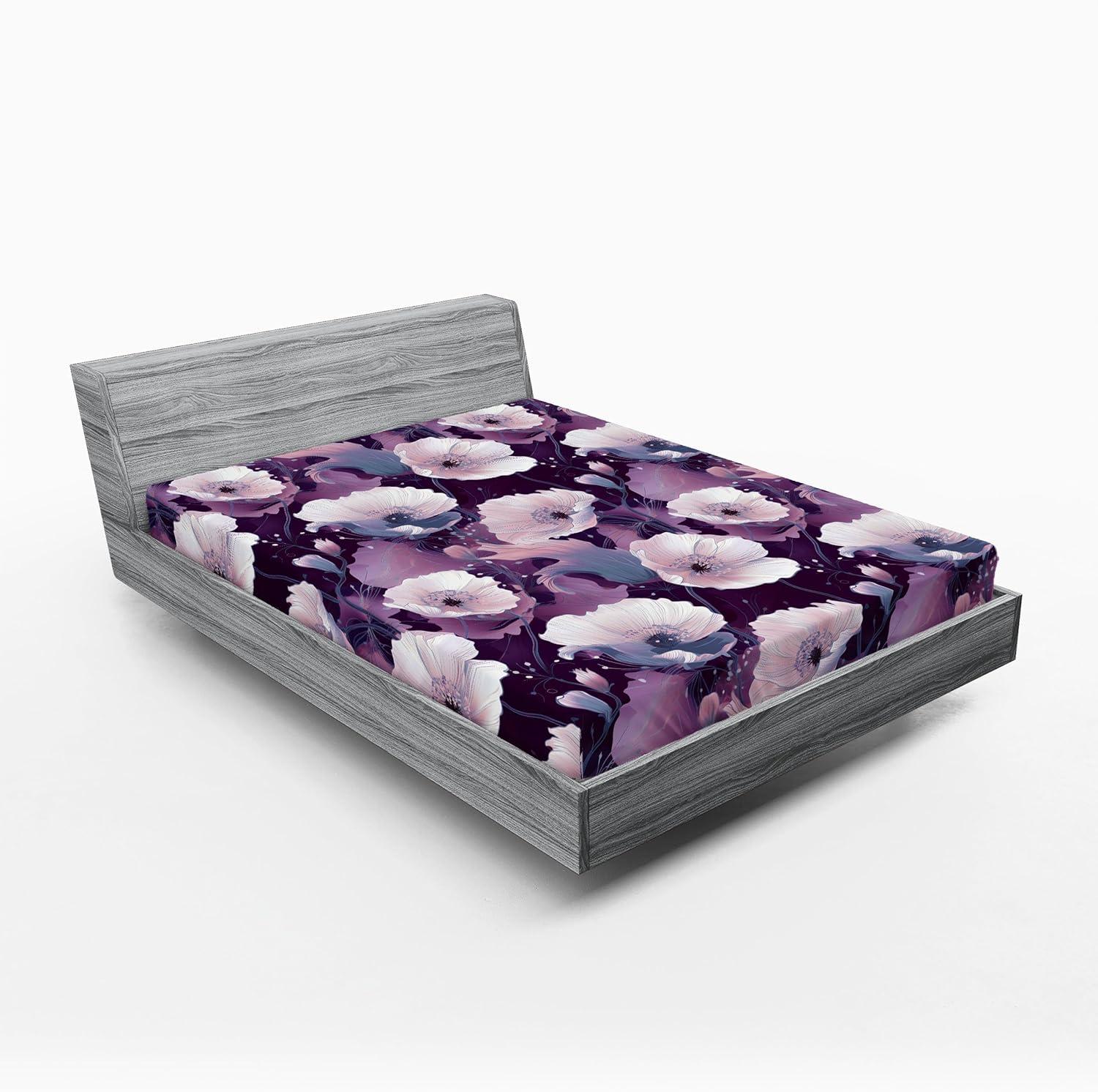 imageAmbesonne Floral Fitted Sheet Valentines Day Romantic Concept Watercolor Hydrangeas Roses Birds Decorative Soft Bedding AllRound Elastic Pocket California King Soft Pink Pistachio GreenLilac Pale Fuchsia Plum