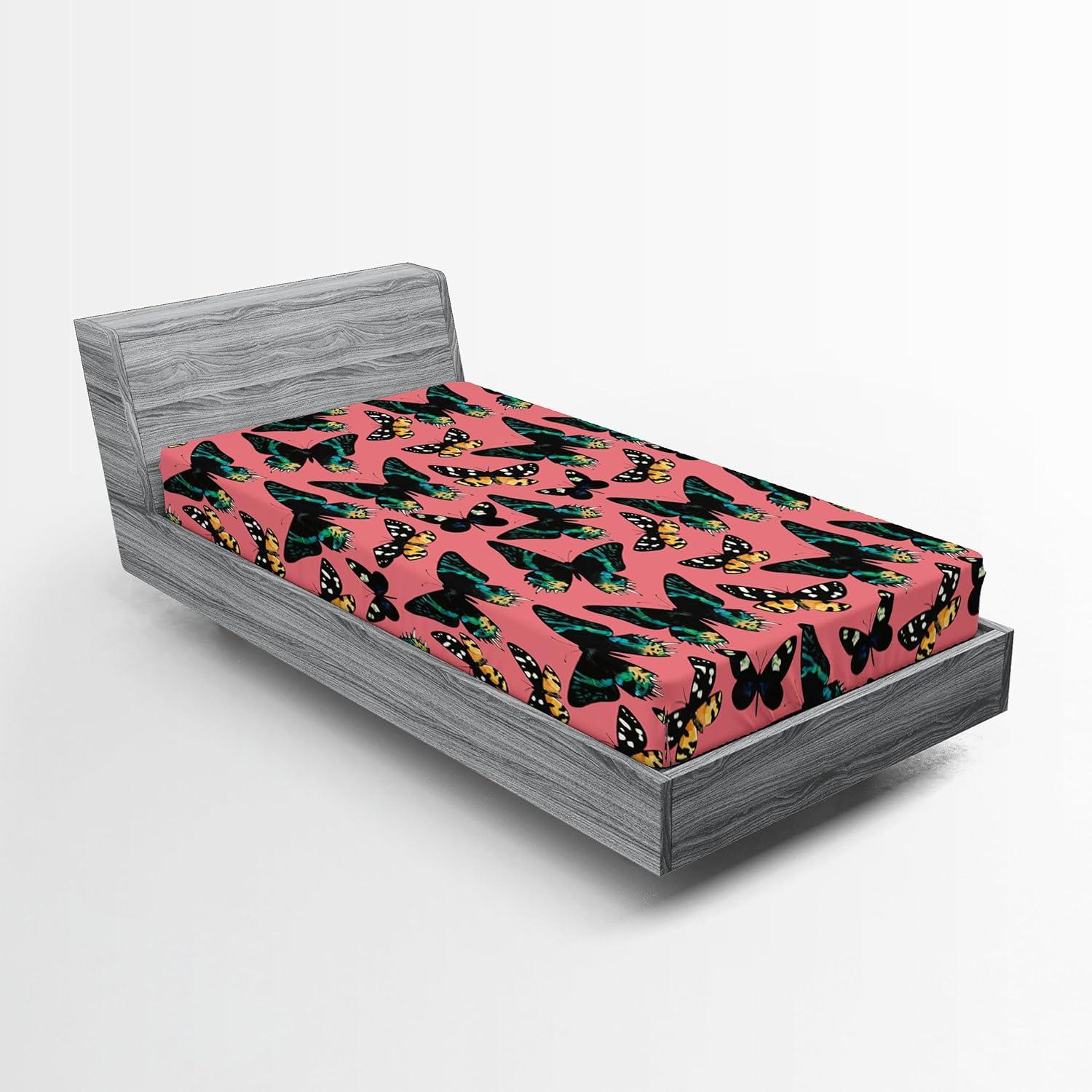imageAmbesonne Floral Fitted Sheet Valentines Day Romantic Concept Watercolor Hydrangeas Roses Birds Decorative Soft Bedding AllRound Elastic Pocket California King Soft Pink Pistachio GreenPastel Pink Forest Green