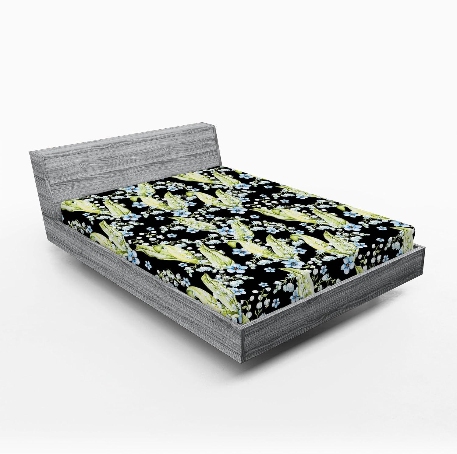 imageAmbesonne Floral Fitted Sheet Valentines Day Romantic Concept Watercolor Hydrangeas Roses Birds Decorative Soft Bedding AllRound Elastic Pocket California King Soft Pink Pistachio GreenPastel Green and Pale Blue