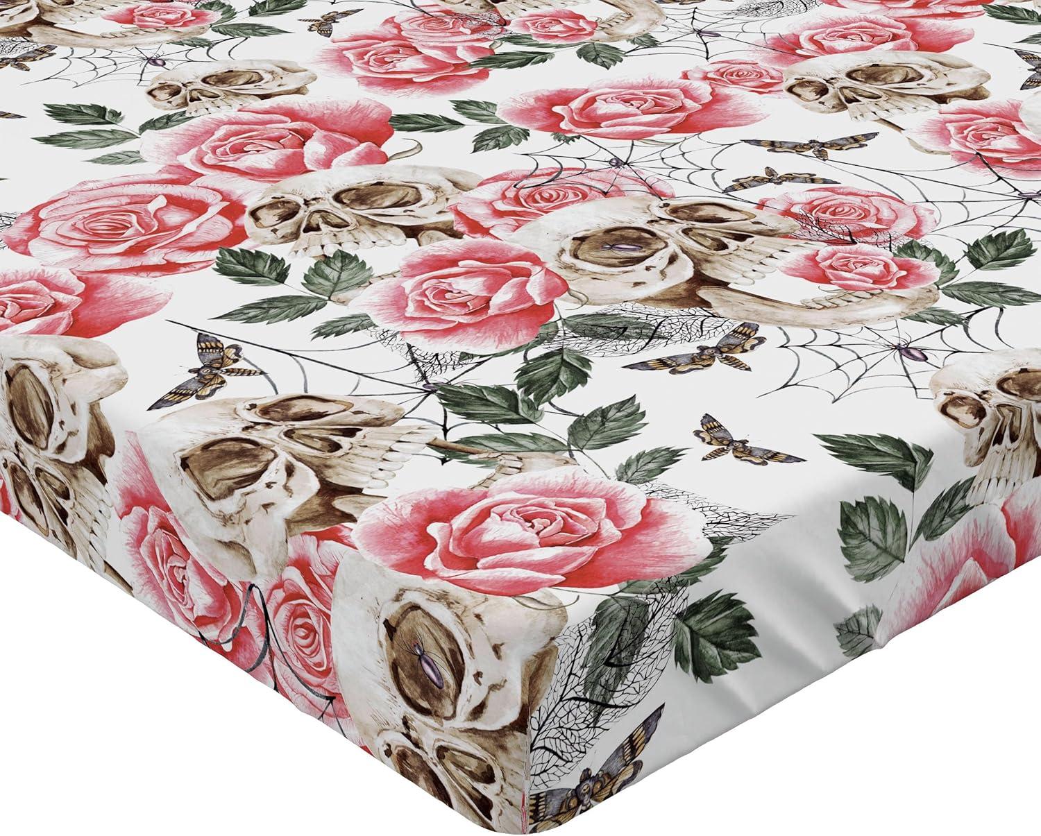 imageAmbesonne Floral Fitted Sheet Valentines Day Romantic Concept Watercolor Hydrangeas Roses Birds Decorative Soft Bedding AllRound Elastic Pocket California King Soft Pink Pistachio GreenPastel Pink and Laurel Green