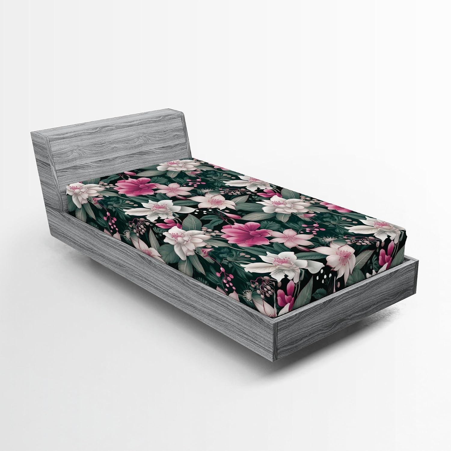 imageAmbesonne Floral Fitted Sheet Valentines Day Romantic Concept Watercolor Hydrangeas Roses Birds Decorative Soft Bedding AllRound Elastic Pocket California King Soft Pink Pistachio GreenPink Laurel Green White