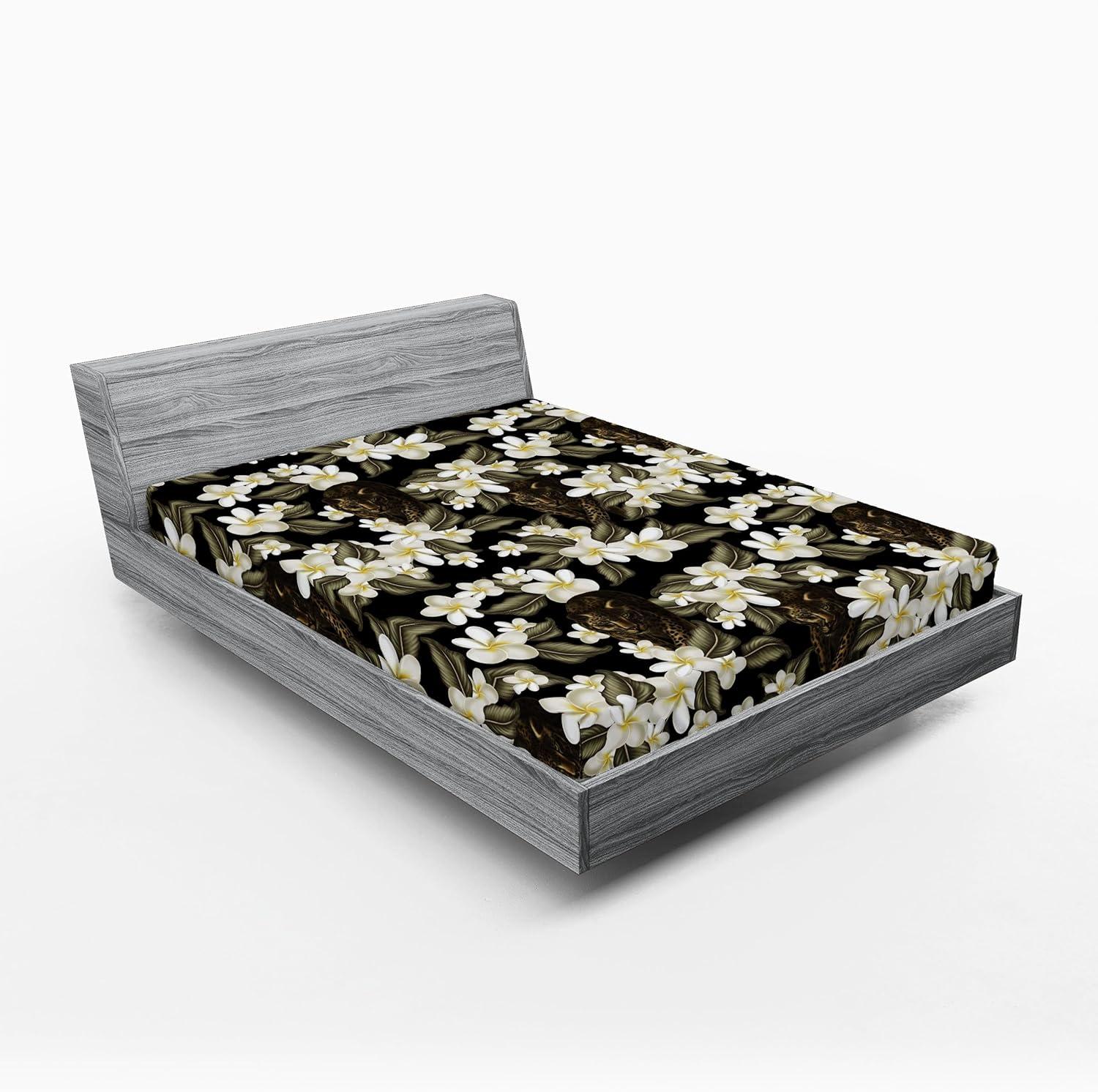 imageAmbesonne Floral Fitted Sheet Valentines Day Romantic Concept Watercolor Hydrangeas Roses Birds Decorative Soft Bedding AllRound Elastic Pocket California King Soft Pink Pistachio GreenSage Green and Off White