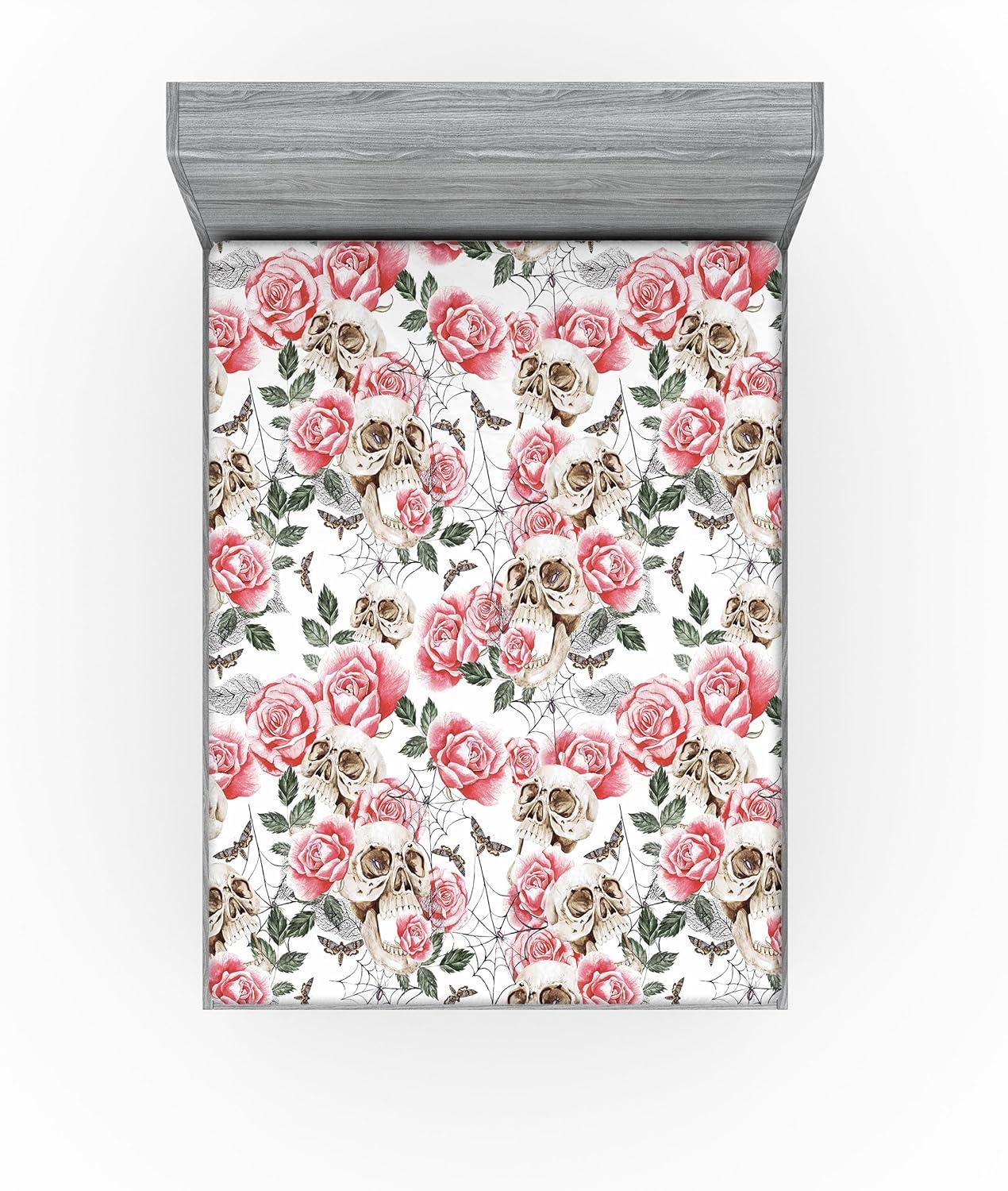 imageAmbesonne Floral Fitted Sheet Valentines Day Romantic Concept Watercolor Hydrangeas Roses Birds Decorative Soft Bedding AllRound Elastic Pocket California King Soft Pink Pistachio GreenPastel Pink and Laurel Green