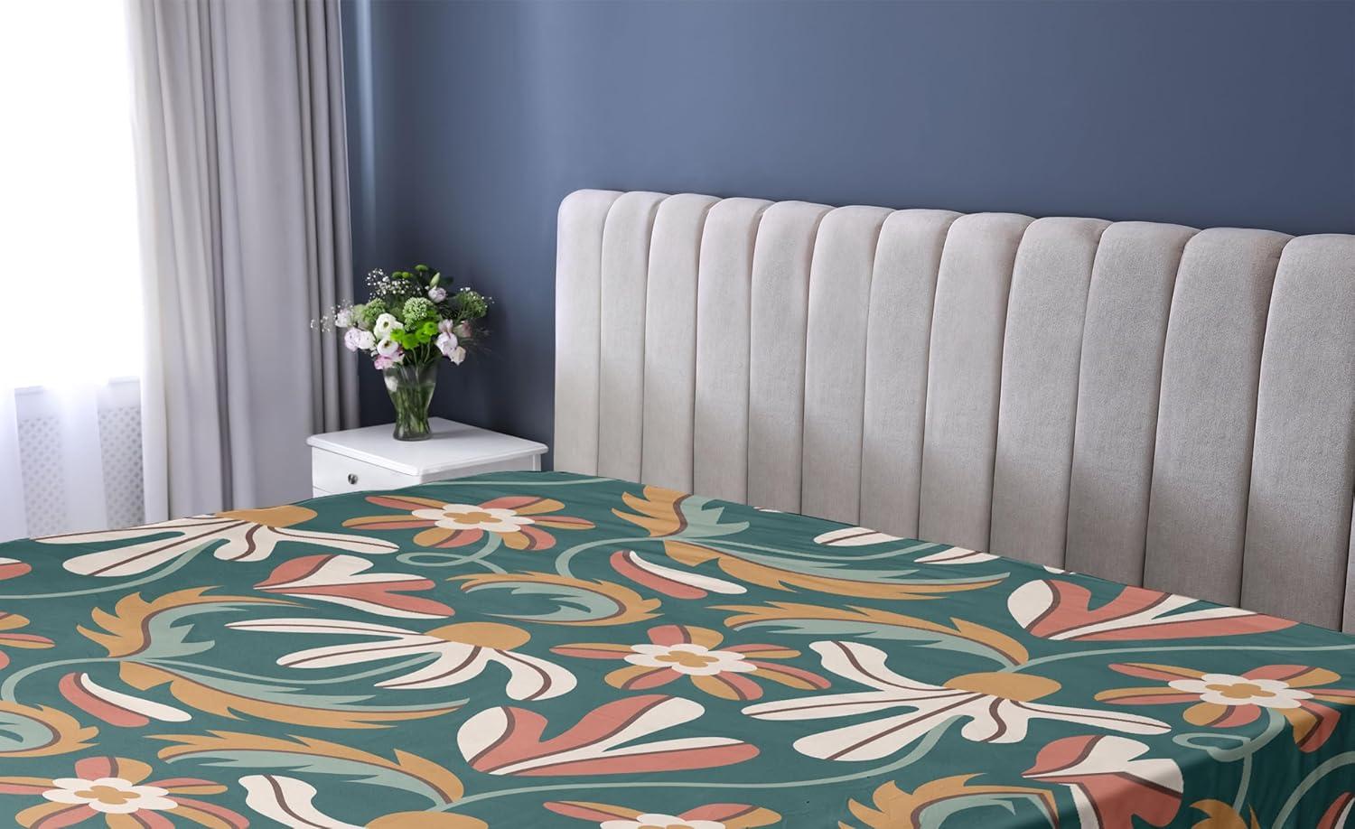 imageAmbesonne Floral Fitted Sheet Valentines Day Romantic Concept Watercolor Hydrangeas Roses Birds Decorative Soft Bedding AllRound Elastic Pocket California King Soft Pink Pistachio GreenPale Rust Grey Teal and Amber