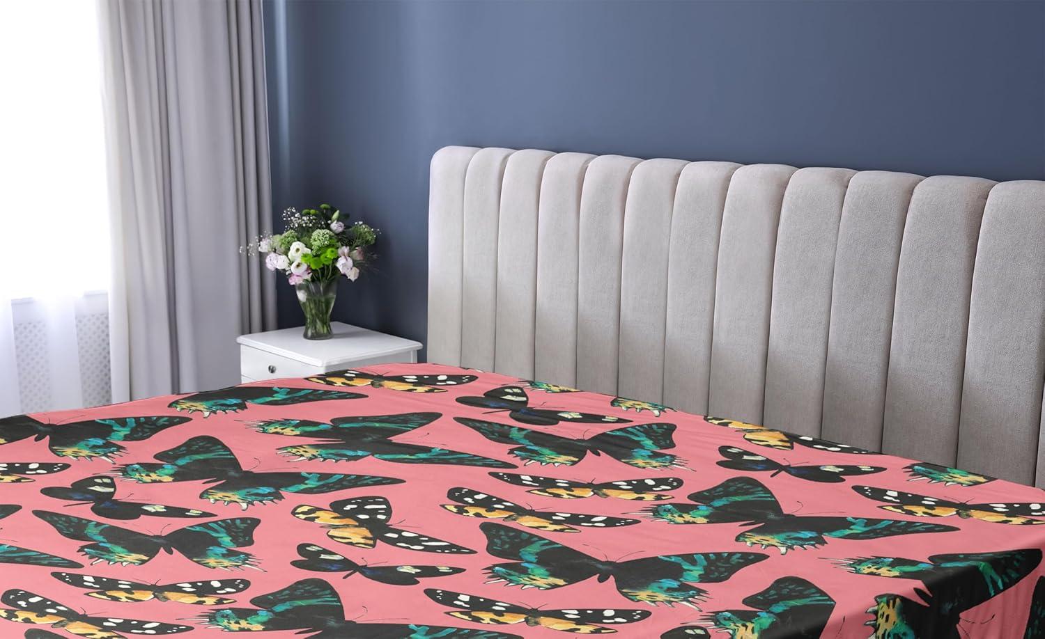 imageAmbesonne Floral Fitted Sheet Valentines Day Romantic Concept Watercolor Hydrangeas Roses Birds Decorative Soft Bedding AllRound Elastic Pocket California King Soft Pink Pistachio GreenPastel Pink Forest Green