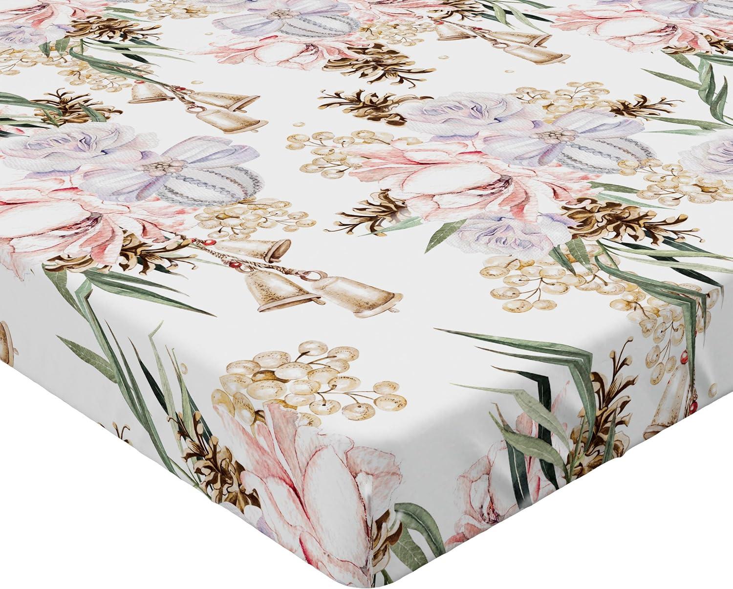 imageAmbesonne Floral Fitted Sheet Valentines Day Romantic Concept Watercolor Hydrangeas Roses Birds Decorative Soft Bedding AllRound Elastic Pocket California King Soft Pink Pistachio GreenPale Ceil Blue Green