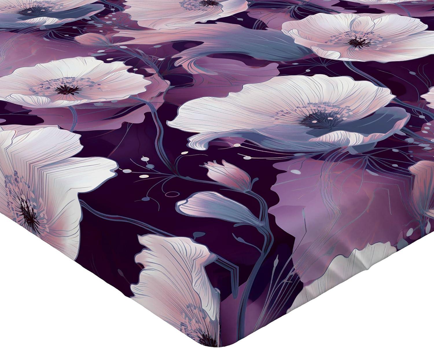 imageAmbesonne Floral Fitted Sheet Valentines Day Romantic Concept Watercolor Hydrangeas Roses Birds Decorative Soft Bedding AllRound Elastic Pocket California King Soft Pink Pistachio GreenLilac Pale Fuchsia Plum
