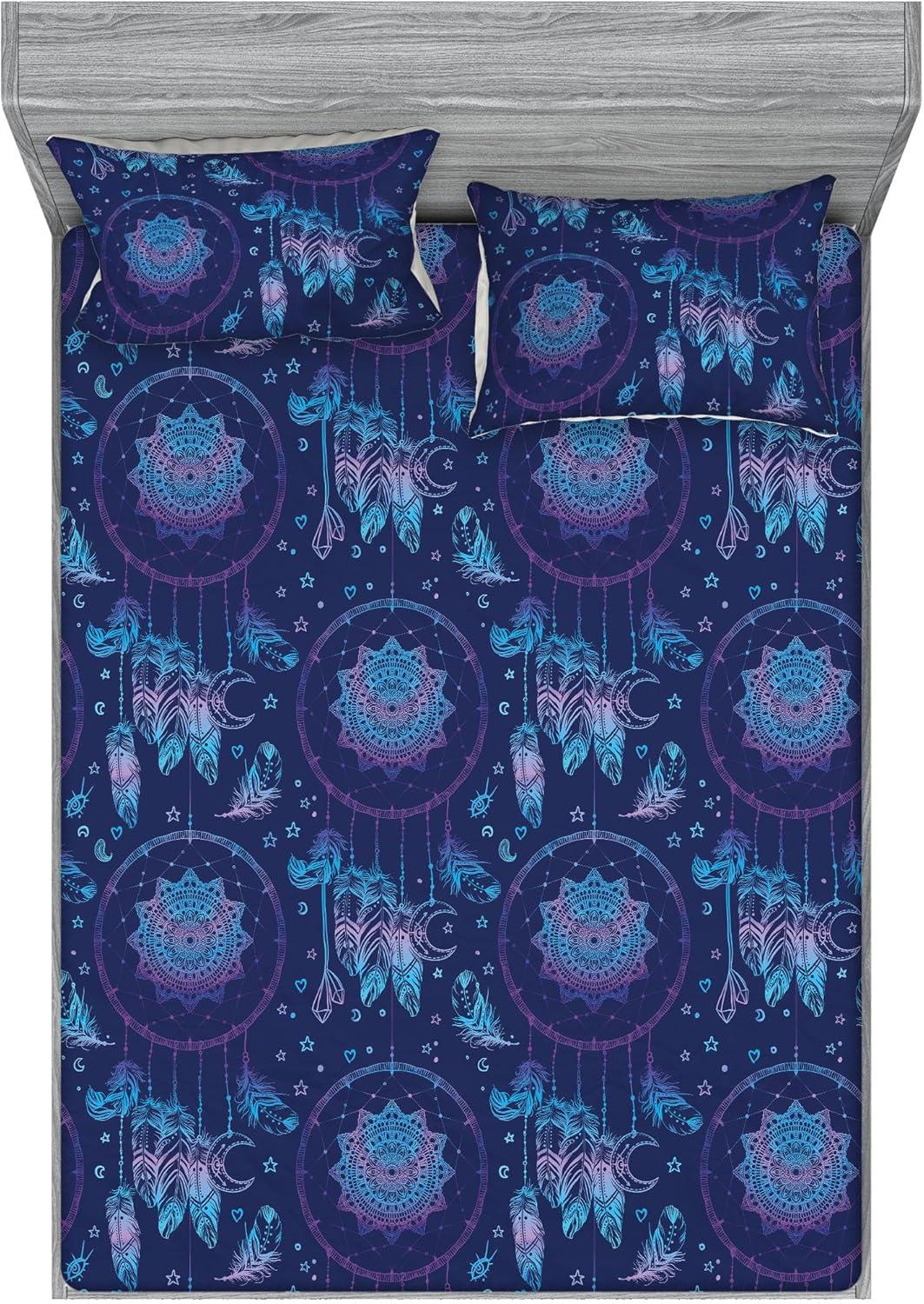 imageAmbesonne Floral Fitted Sheet amp Pillow Sham Set Monochrome Lily Flowers Valentines Day Concept Retro Illustration Decorative Printed 3 Piece Bedding Decor Set Full Charcoal Grey and WhiteSky Blue and Dark Purple
