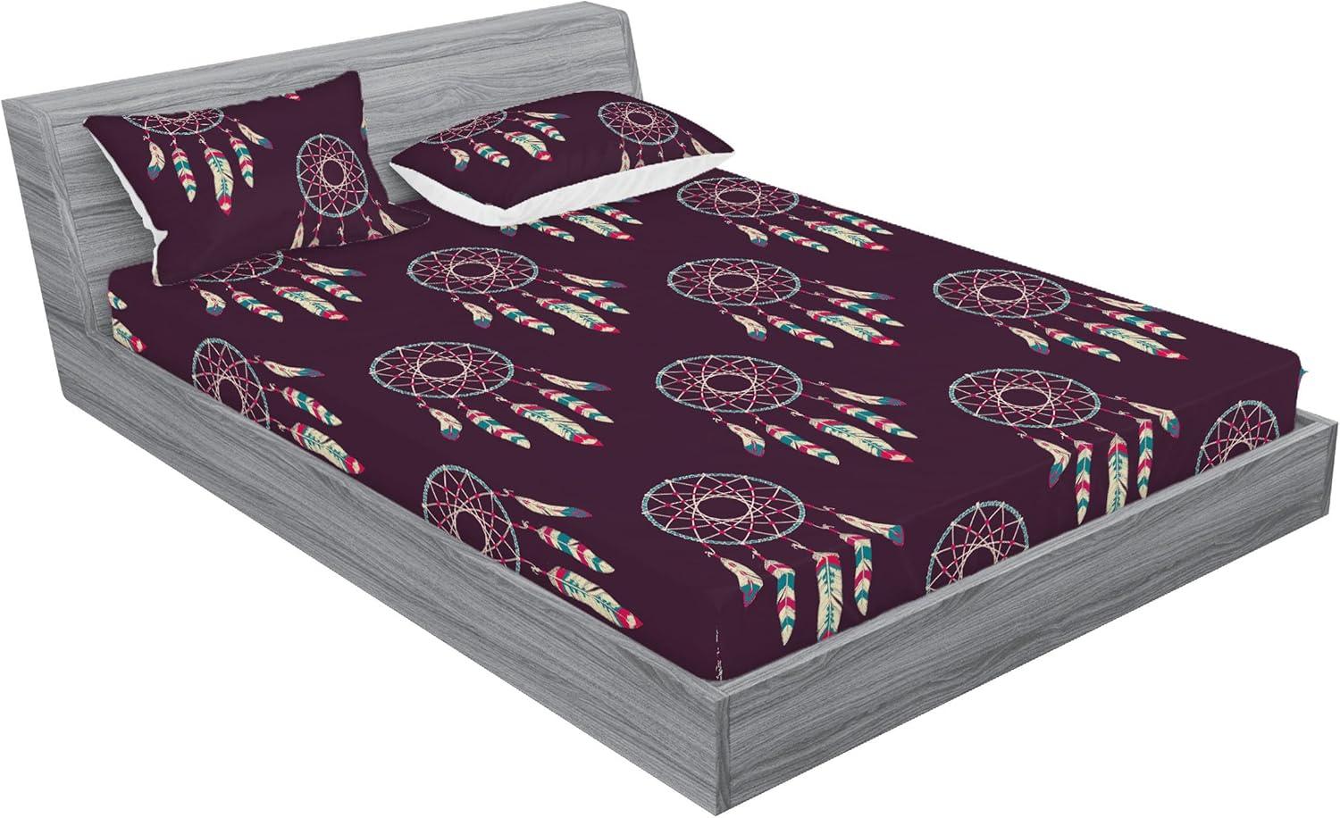 imageAmbesonne Floral Fitted Sheet amp Pillow Sham Set Monochrome Lily Flowers Valentines Day Concept Retro Illustration Decorative Printed 3 Piece Bedding Decor Set Full Charcoal Grey and WhiteDark Purple and Teal