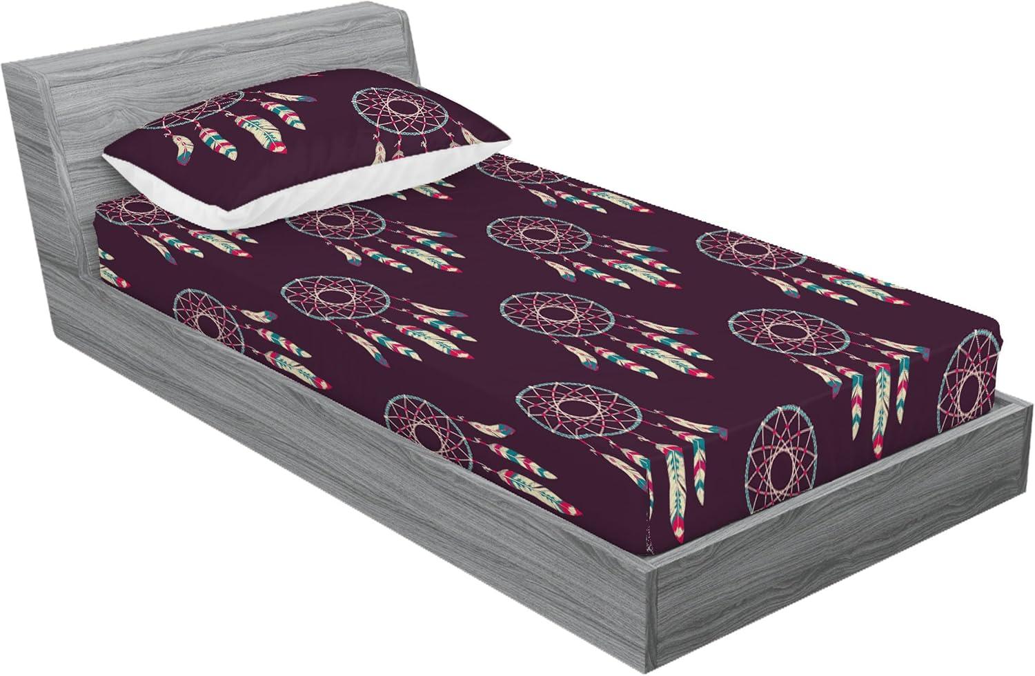 imageAmbesonne Floral Fitted Sheet amp Pillow Sham Set Monochrome Lily Flowers Valentines Day Concept Retro Illustration Decorative Printed 3 Piece Bedding Decor Set Full Charcoal Grey and WhiteDark Purple and Teal
