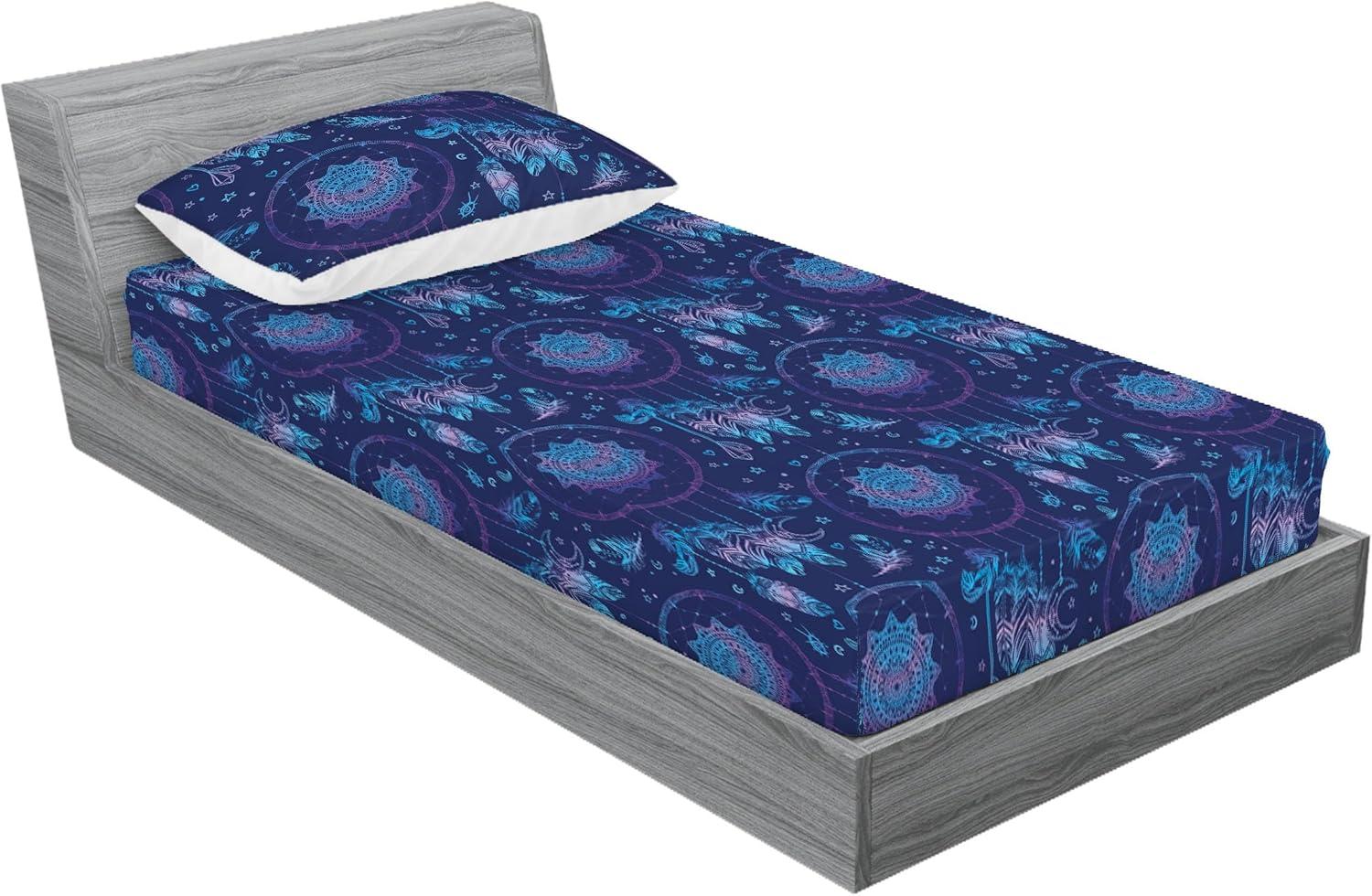 imageAmbesonne Floral Fitted Sheet amp Pillow Sham Set Monochrome Lily Flowers Valentines Day Concept Retro Illustration Decorative Printed 3 Piece Bedding Decor Set Full Charcoal Grey and WhiteSky Blue and Dark Purple