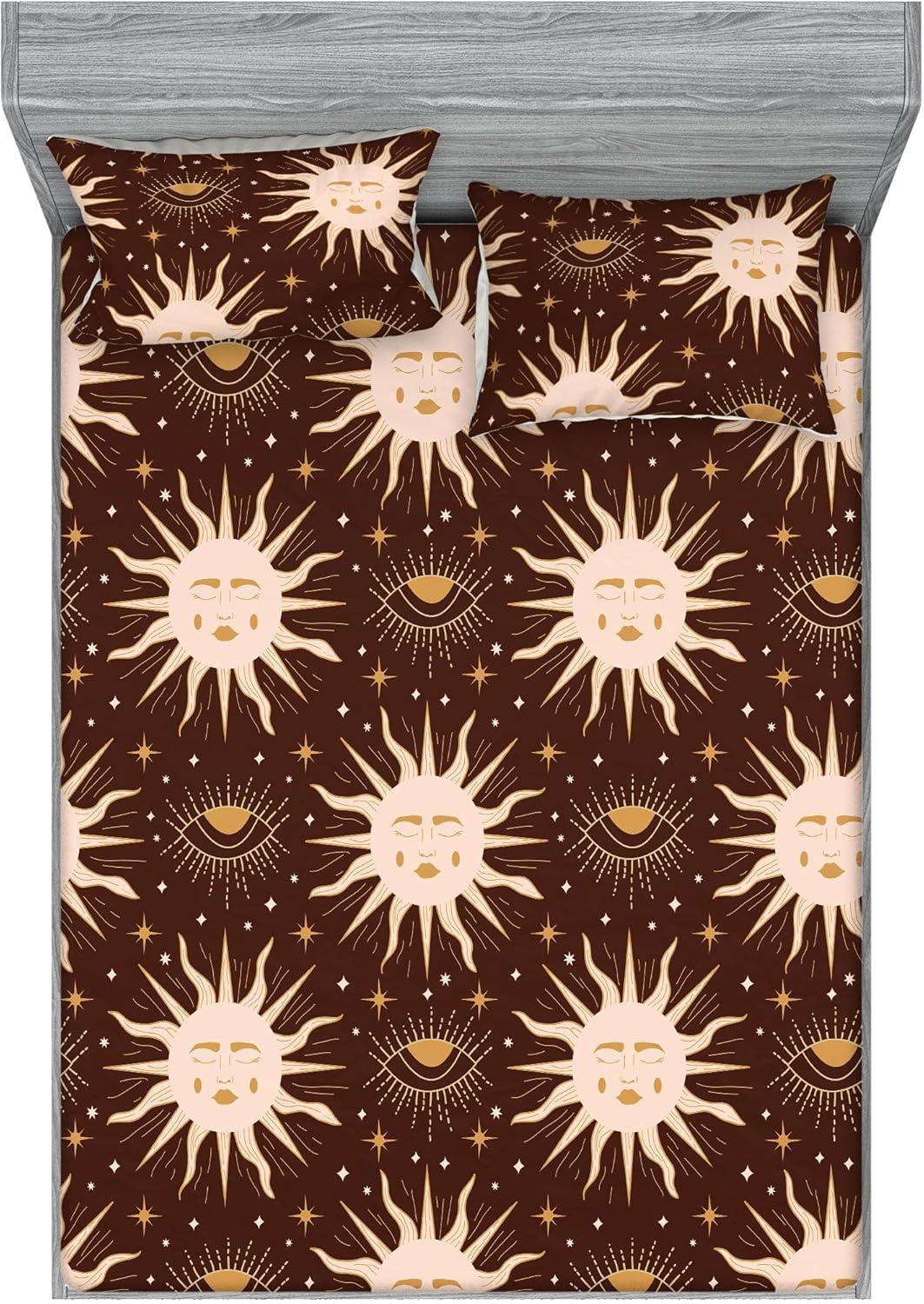 imageAmbesonne Floral Fitted Sheet amp Pillow Sham Set Romantic Valentines Day Theme Overlapping Simplistic Rose Flowers Art Decorative Printed 3 Piece Bedding Decor Set Calking Pale Salmon and BlushDark Rosewood and Pale Peach