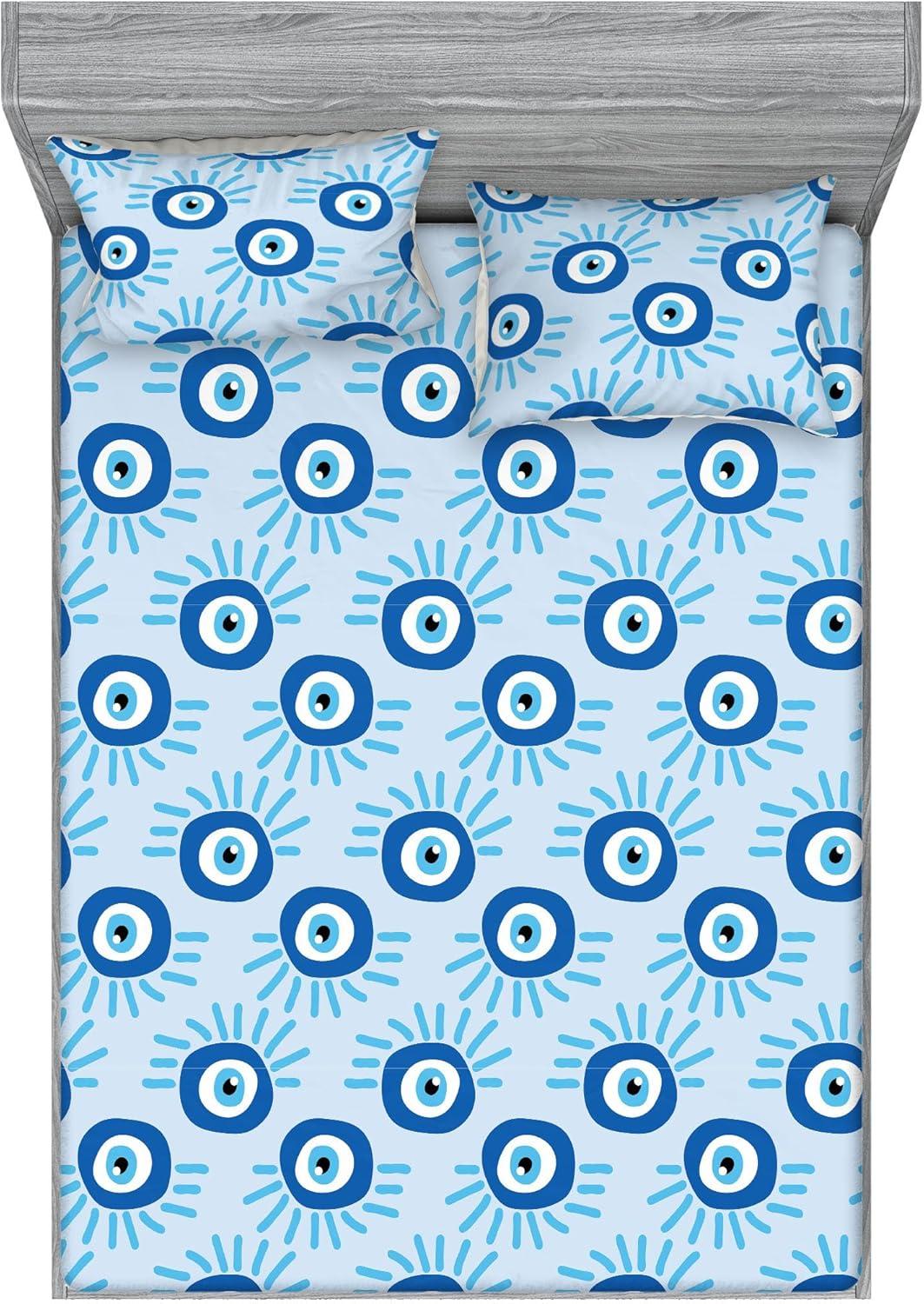 imageAmbesonne Floral Fitted Sheet amp Pillow Sham Set Romantic Valentines Day Theme Overlapping Simplistic Rose Flowers Art Decorative Printed 3 Piece Bedding Decor Set Calking Pale Salmon and BlushDeep Sky Blue and White