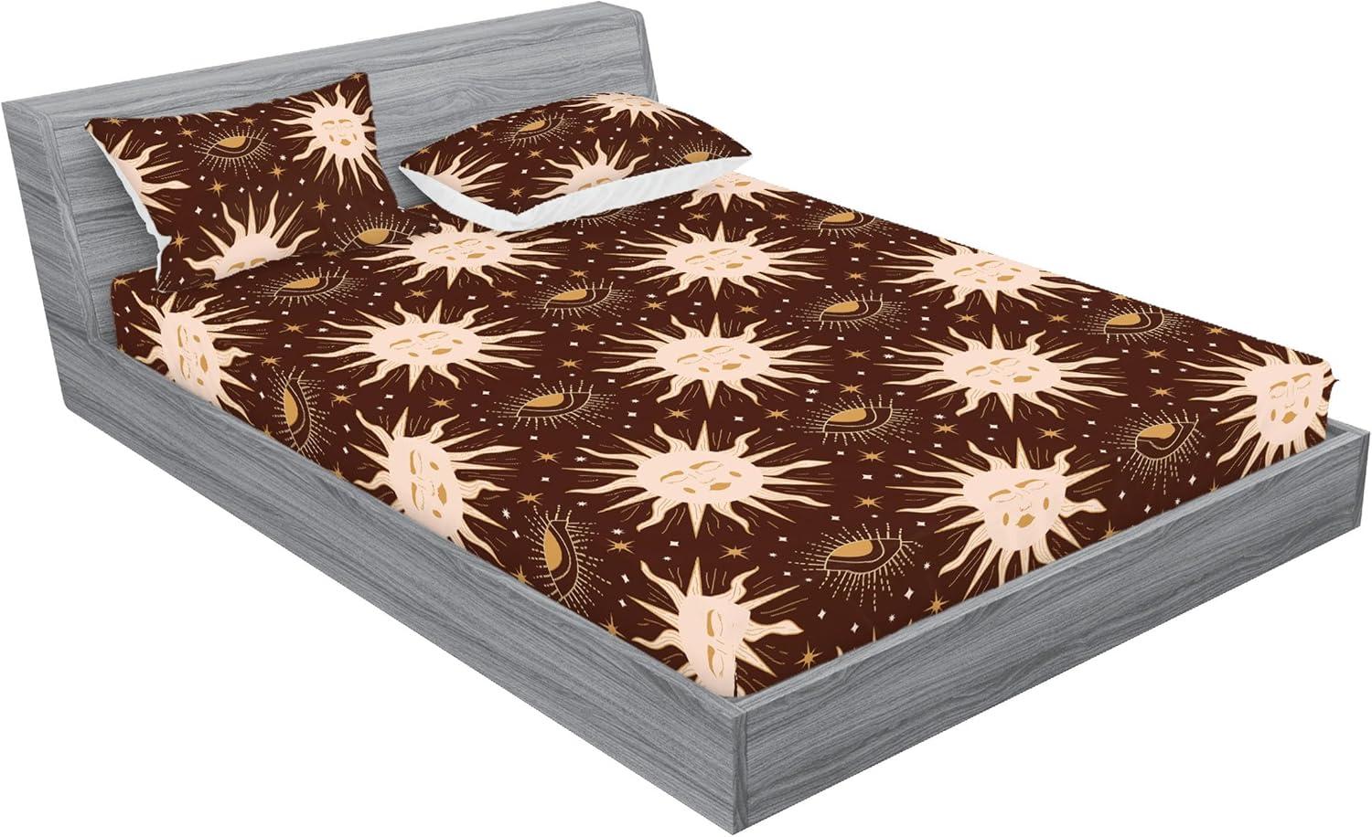 imageAmbesonne Floral Fitted Sheet amp Pillow Sham Set Romantic Valentines Day Theme Overlapping Simplistic Rose Flowers Art Decorative Printed 3 Piece Bedding Decor Set Calking Pale Salmon and BlushDark Rosewood and Pale Peach