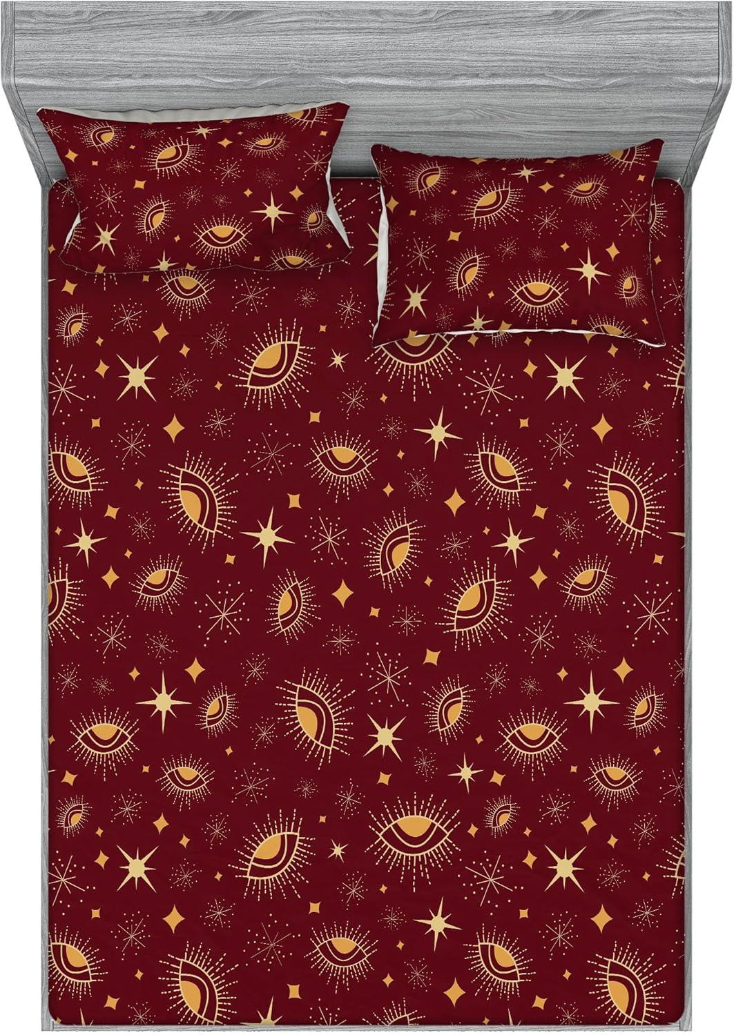 imageAmbesonne Floral Fitted Sheet amp Pillow Sham Set Romantic Valentines Day Theme Overlapping Simplistic Rose Flowers Art Decorative Printed 3 Piece Bedding Decor Set Calking Pale Salmon and BlushChestnut Brown Mustard