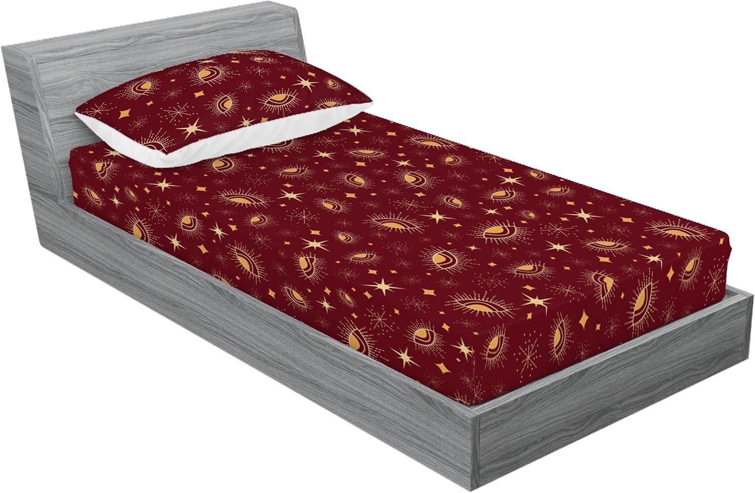 imageAmbesonne Floral Fitted Sheet amp Pillow Sham Set Romantic Valentines Day Theme Overlapping Simplistic Rose Flowers Art Decorative Printed 3 Piece Bedding Decor Set Calking Pale Salmon and BlushChestnut Brown Mustard