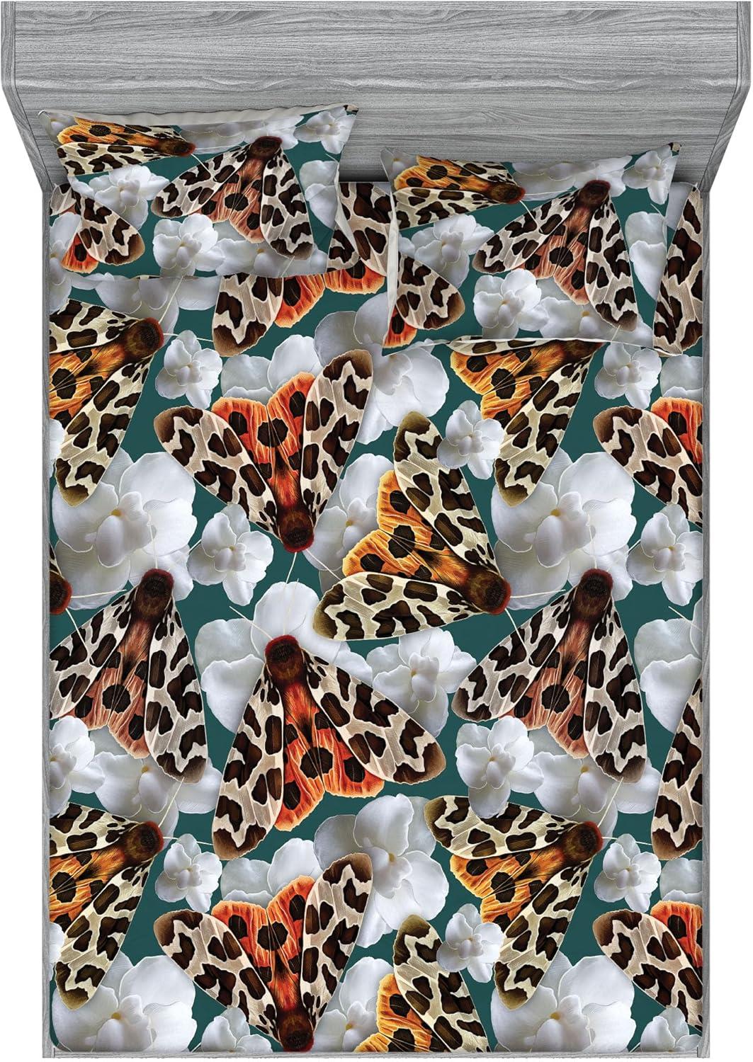 imageAmbesonne Floral Fitted Sheet amp Pillow Sham Set Roses Lavender Eucalyptus Watercolor Valentines Day Romantic Concept Decorative Printed 2 Piece Bedding Decor Set Twinxl Purple Grey and Off WhitePale Orange Teal Brown
