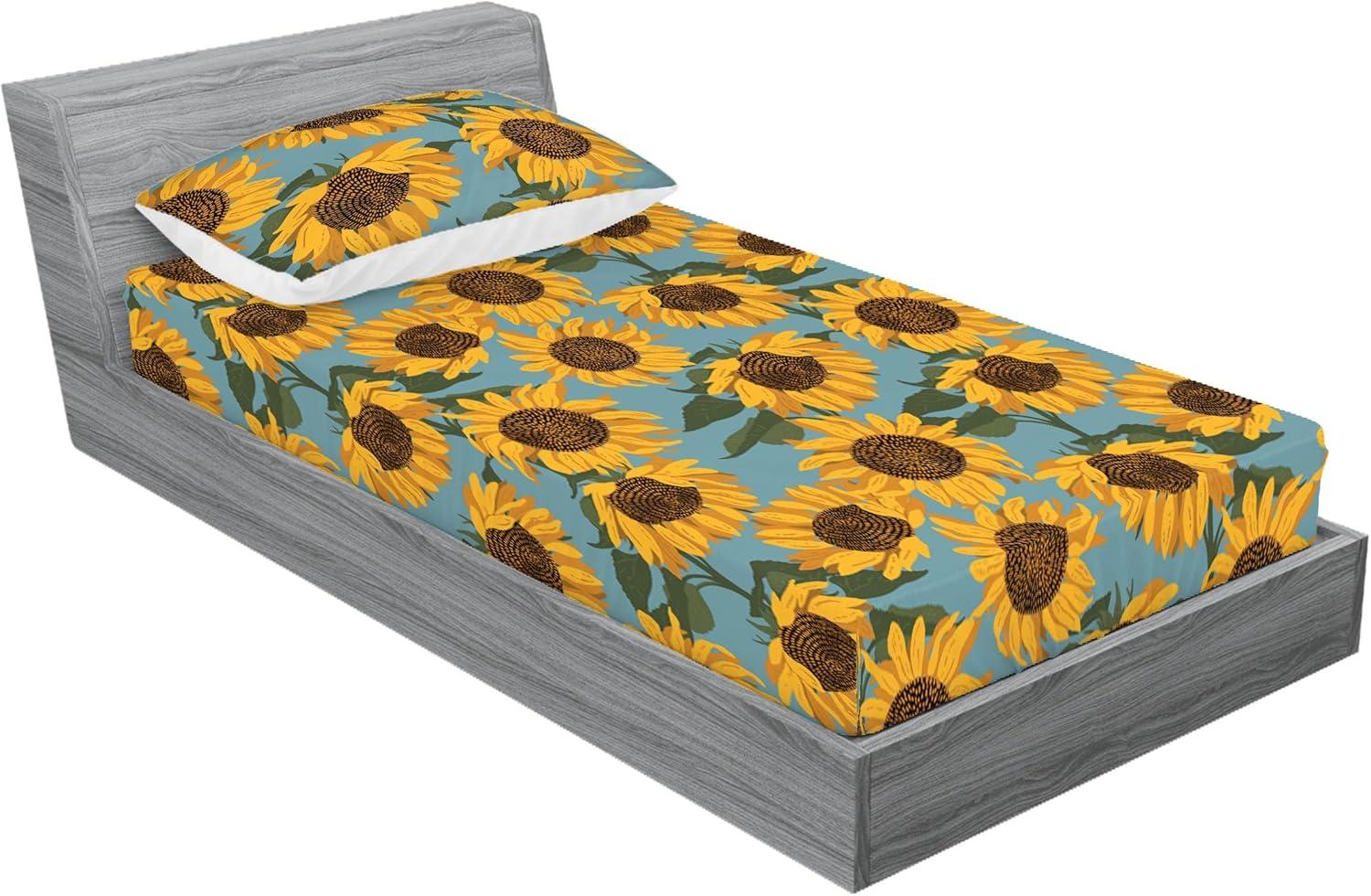 imageAmbesonne Floral Fitted Sheet amp Pillow Sham Set Roses Lavender Eucalyptus Watercolor Valentines Day Romantic Concept Decorative Printed 2 Piece Bedding Decor Set Twinxl Purple Grey and Off WhiteEarth Yellow and Olive Green