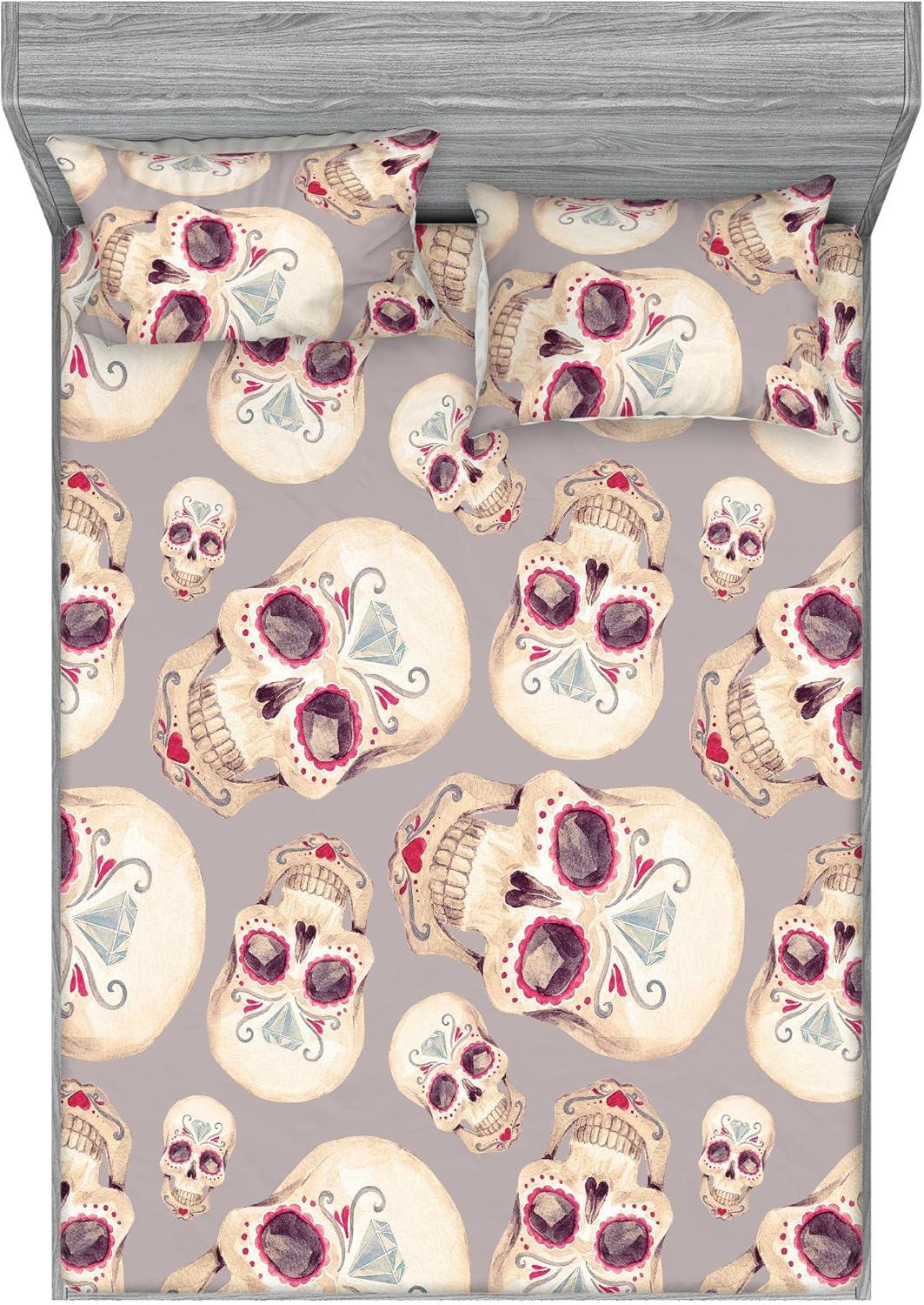 imageAmbesonne Floral Fitted Sheet amp Pillow Sham Set Valentines Day Concept Art Pastel Repetitive Roses Pattern Plot Decorative Printed 3 Piece Bedding Decor Set Queen Dark Pink Blush and WhiteDark Pink and Pale Seafoam