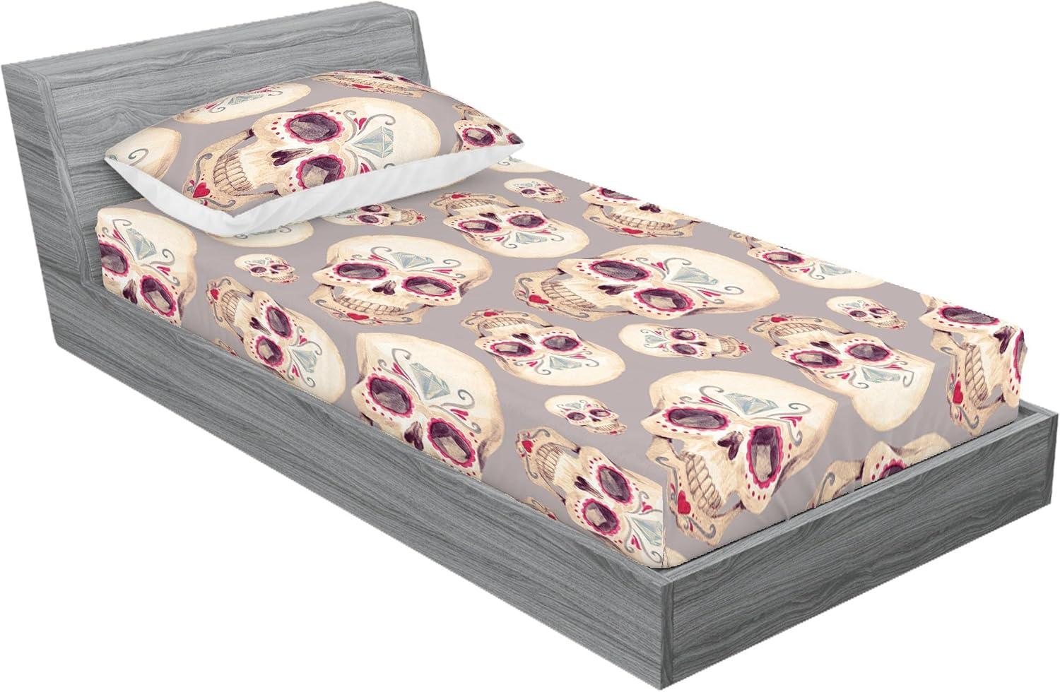 imageAmbesonne Floral Fitted Sheet amp Pillow Sham Set Valentines Day Concept Art Pastel Repetitive Roses Pattern Plot Decorative Printed 3 Piece Bedding Decor Set Queen Dark Pink Blush and WhiteDark Pink and Pale Seafoam