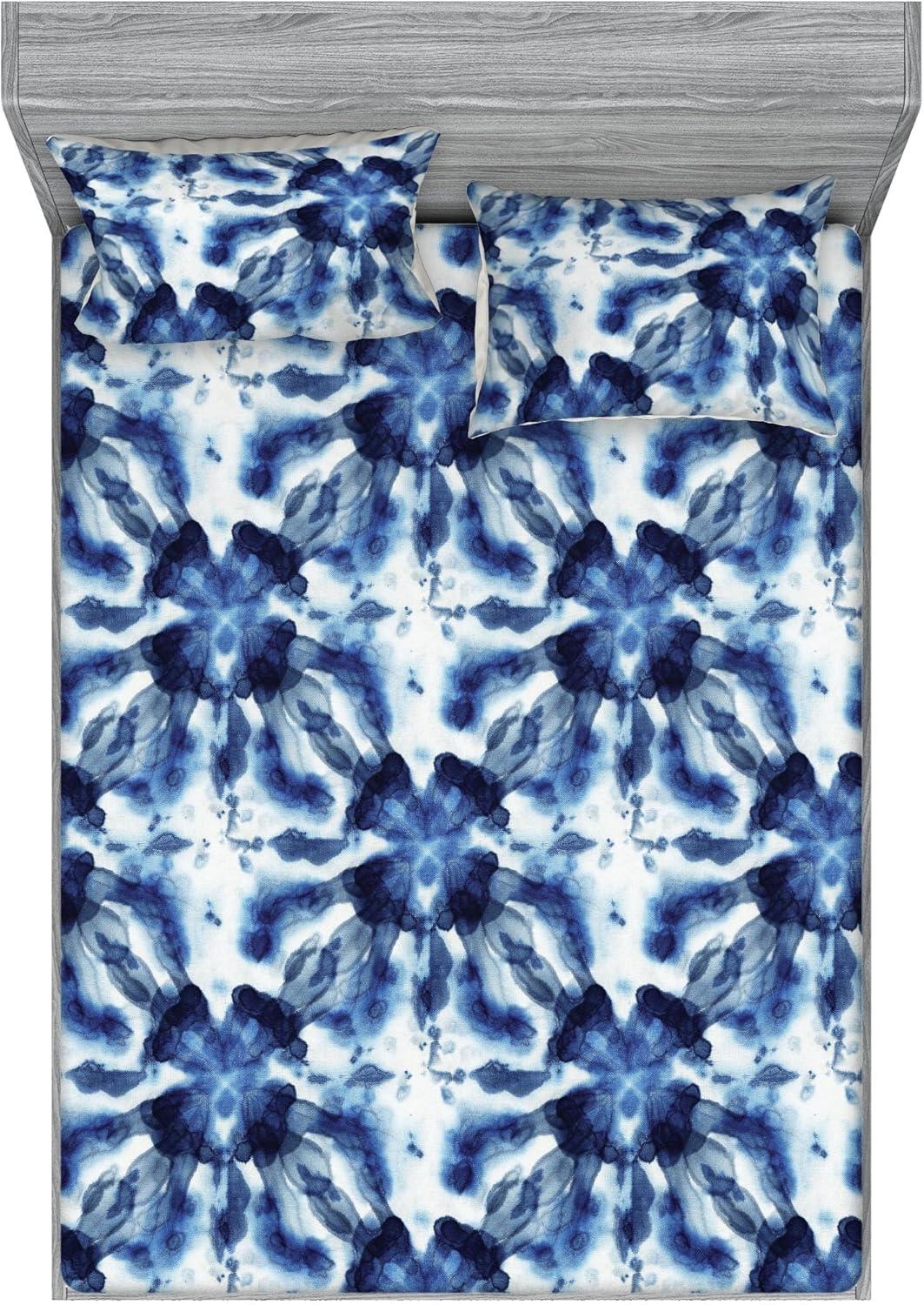 imageAmbesonne Floral Fitted Sheet amp Pillow Sham Set Valentines Day Theme Grunge Style Repetitive Rose Flowers Abstract Decorative Printed 2 Piece Bedding Decor Set Twinxl Pale Fuchsia and SepiaDark Violet Blue and White