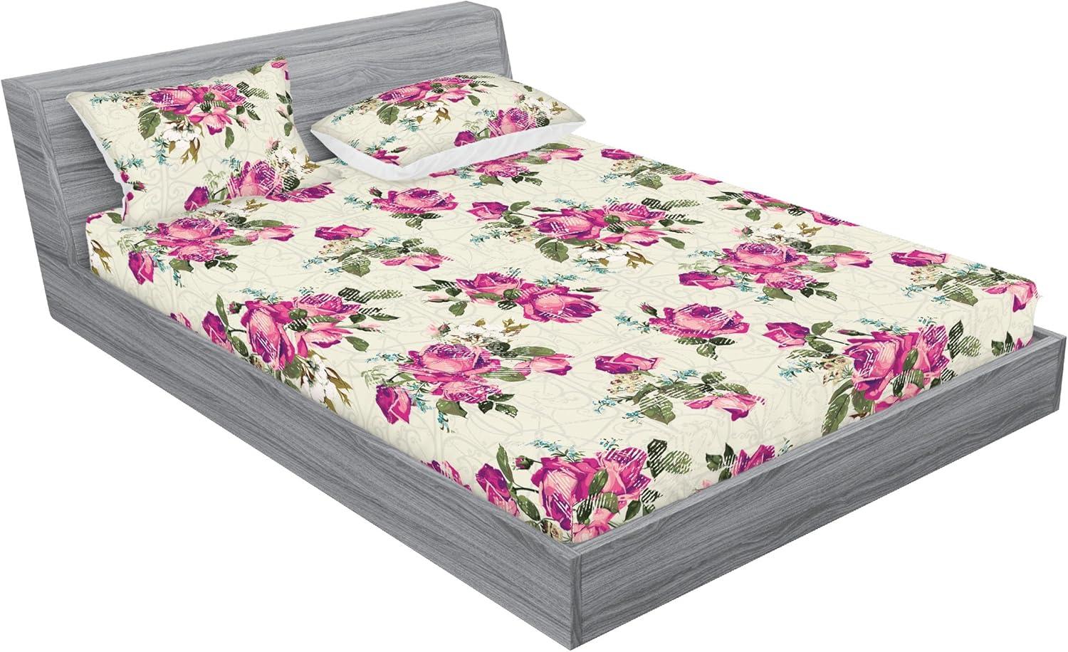 imageAmbesonne Floral Fitted Sheet amp Pillow Sham Set Valentines Day Theme Grunge Style Repetitive Rose Flowers Abstract Decorative Printed 2 Piece Bedding Decor Set Twinxl Pale Fuchsia and SepiaPale Fuchsia and Sepia