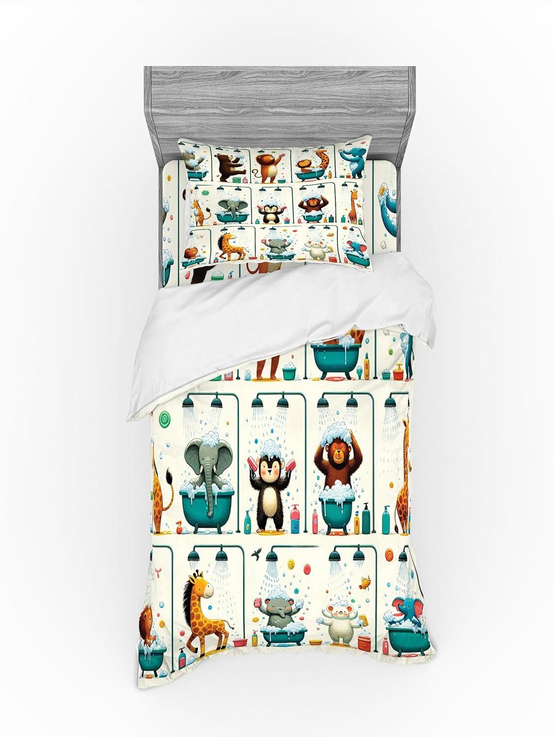 imageAmbesonne Floral Heart Bedding Set Tenderness of Romantic Garden Ivy Branches and Roses Valentines Day 3 Piece Duvet Cover Set with Sham and Fitted Sheet Twin XL Size Laurel Green and PinkTeal Burnt Orange Ivory
