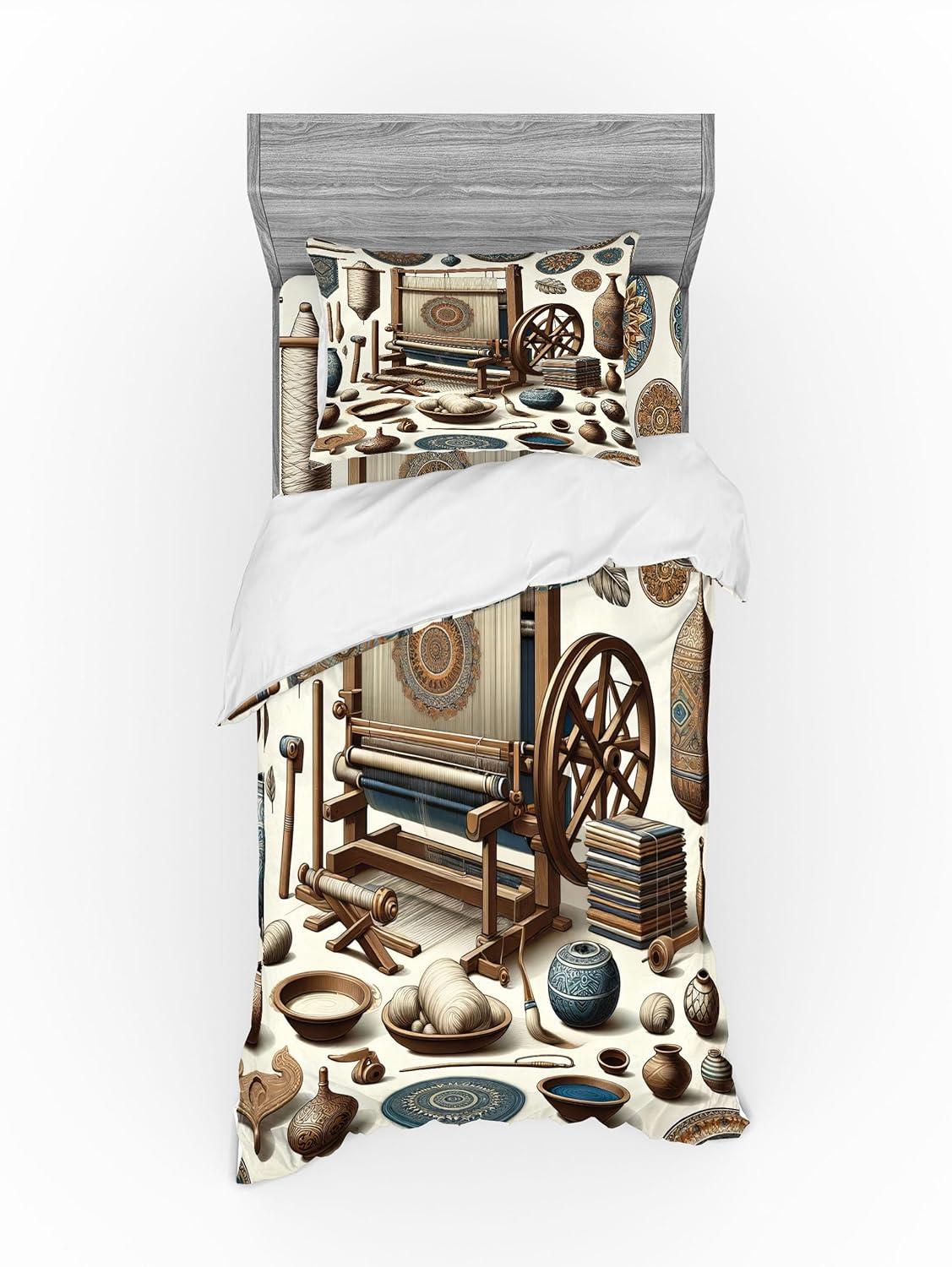 imageAmbesonne Floral Heart Bedding Set Tenderness of Romantic Garden Ivy Branches and Roses Valentines Day 3 Piece Duvet Cover Set with Sham and Fitted Sheet Twin XL Size Laurel Green and PinkUmber Dark Teal Ivory