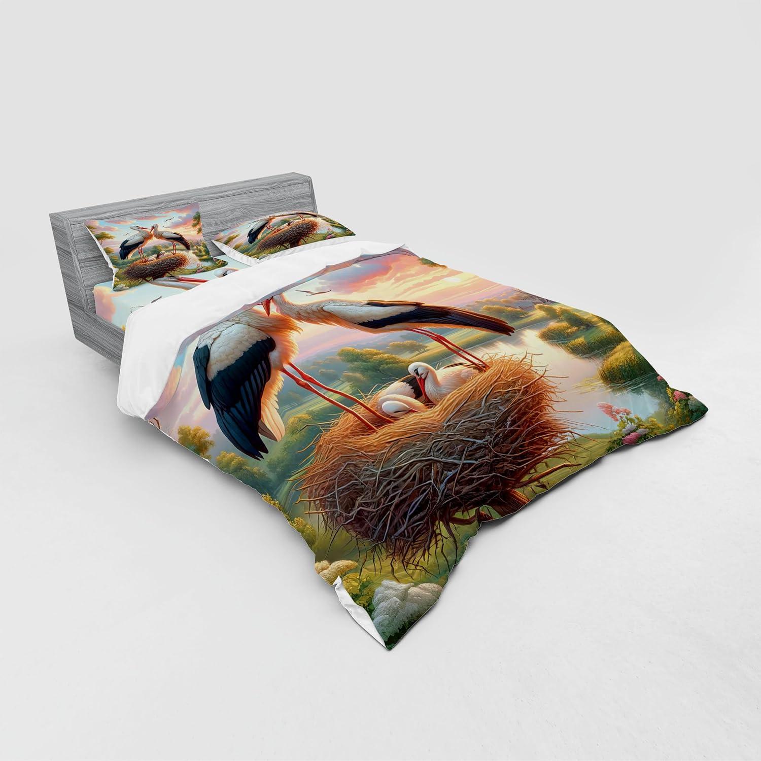 imageAmbesonne Floral Heart Bedding Set Tenderness of Romantic Garden Ivy Branches and Roses Valentines Day 3 Piece Duvet Cover Set with Sham and Fitted Sheet Twin XL Size Laurel Green and PinkFern Green Multicolor