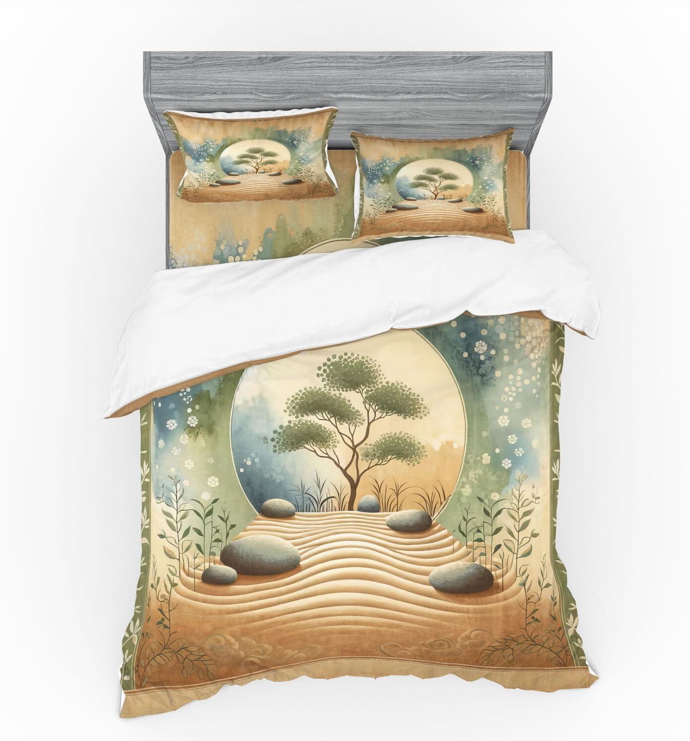imageAmbesonne Floral Heart Bedding Set Tenderness of Romantic Garden Ivy Branches and Roses Valentines Day 3 Piece Duvet Cover Set with Sham and Fitted Sheet Twin XL Size Laurel Green and PinkCamel Reseda Green Blue