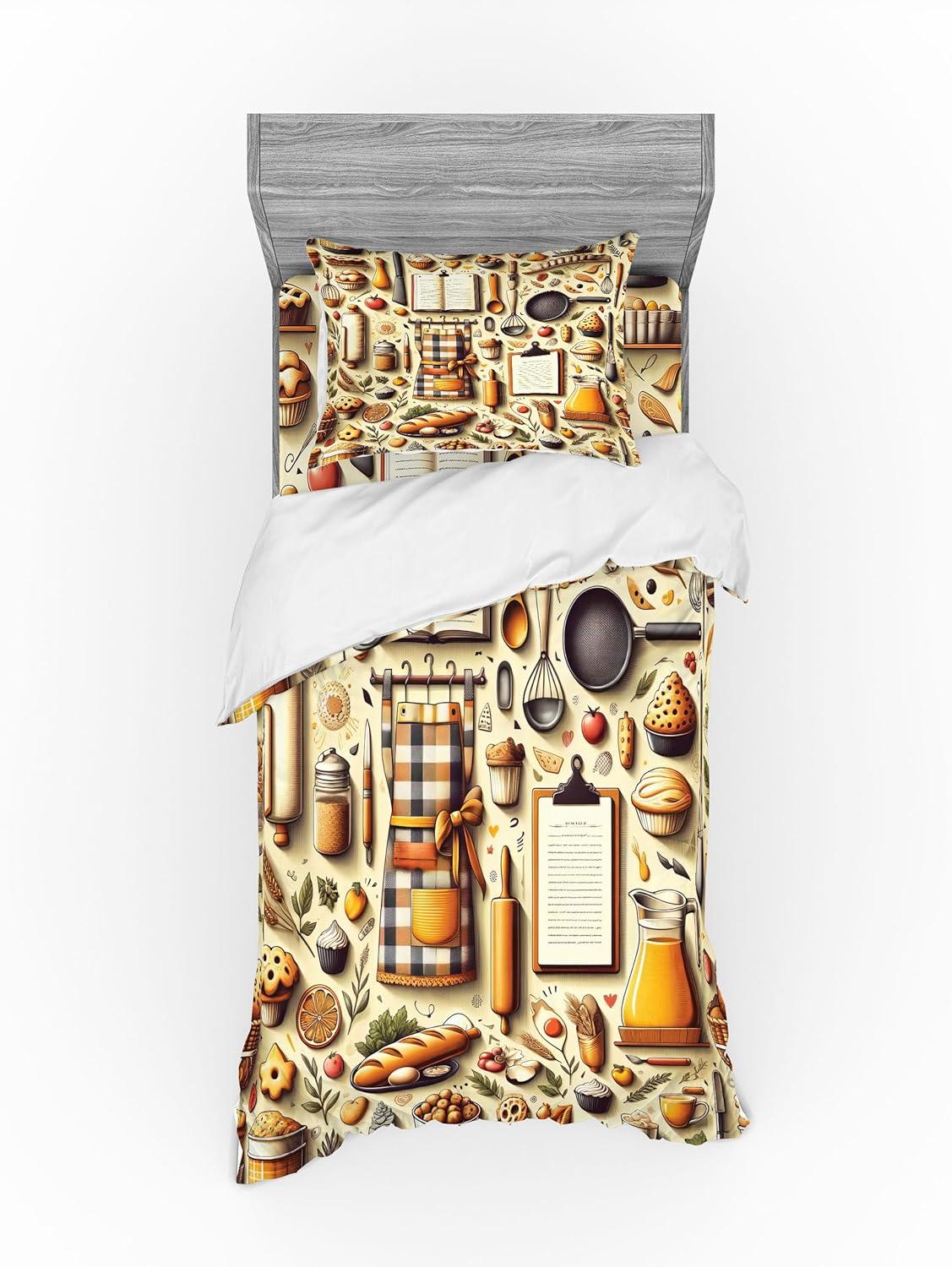 imageAmbesonne Floral Heart Bedding Set Tenderness of Romantic Garden Ivy Branches and Roses Valentines Day 3 Piece Duvet Cover Set with Sham and Fitted Sheet Twin XL Size Laurel Green and PinkCream and Orange