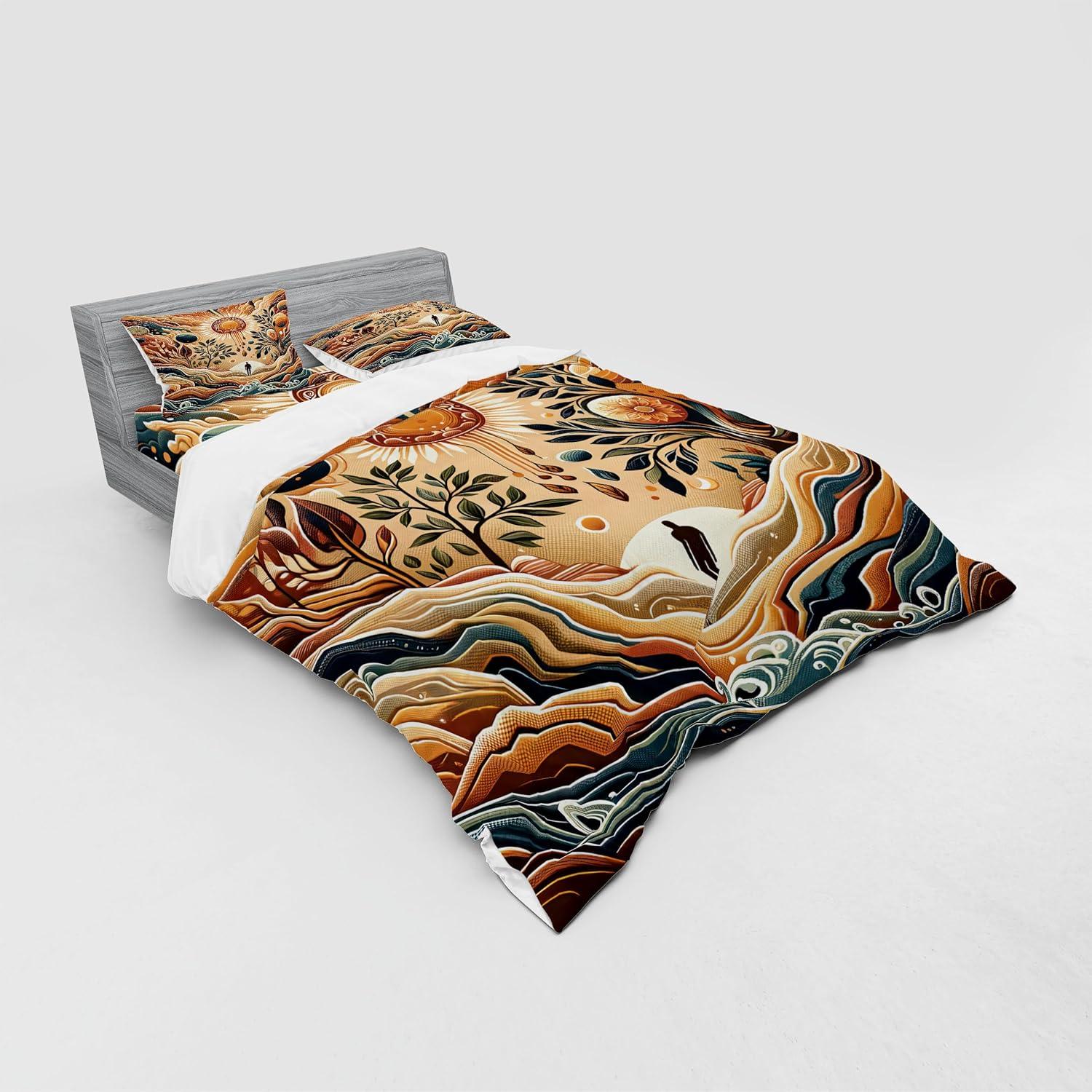 imageAmbesonne Floral Heart Bedding Set Tenderness of Romantic Garden Ivy Branches and Roses Valentines Day 3 Piece Duvet Cover Set with Sham and Fitted Sheet Twin XL Size Laurel Green and PinkPale Brown Petrol Blue