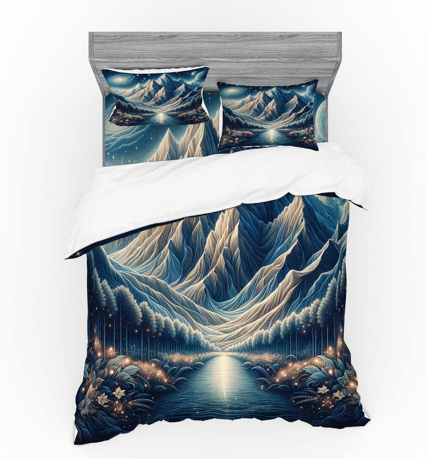 imageAmbesonne Floral Heart Bedding Set Tenderness of Romantic Garden Ivy Branches and Roses Valentines Day 3 Piece Duvet Cover Set with Sham and Fitted Sheet Twin XL Size Laurel Green and PinkNight Blue and Coconut
