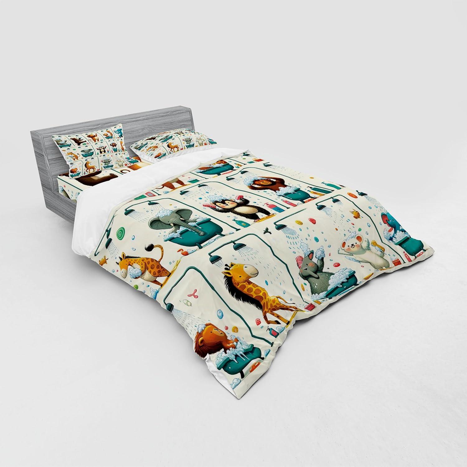 imageAmbesonne Floral Heart Bedding Set Tenderness of Romantic Garden Ivy Branches and Roses Valentines Day 3 Piece Duvet Cover Set with Sham and Fitted Sheet Twin XL Size Laurel Green and PinkTeal Burnt Orange Ivory
